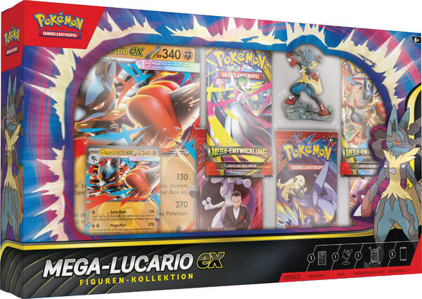 Pokémon TCG Mega-Lucario Figuren-Kollektion – Promo & 4 Booster