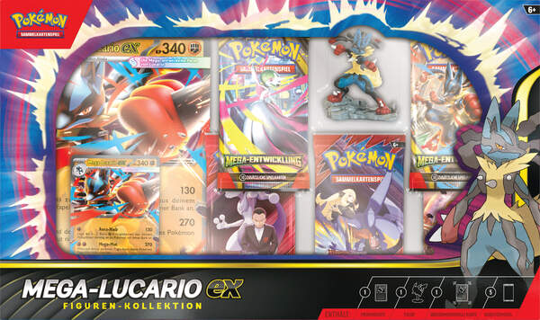 Pokémon TCG Mega-Lucario Figuren-Kollektion – Promo & 4 Booster