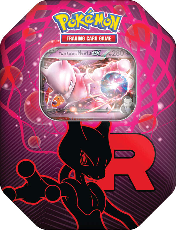 Pokémon TCG – Team Rocket’s Mewtu Tin Box – Exklusive Promokarte & Booster Packs – Sammelkarten Tin