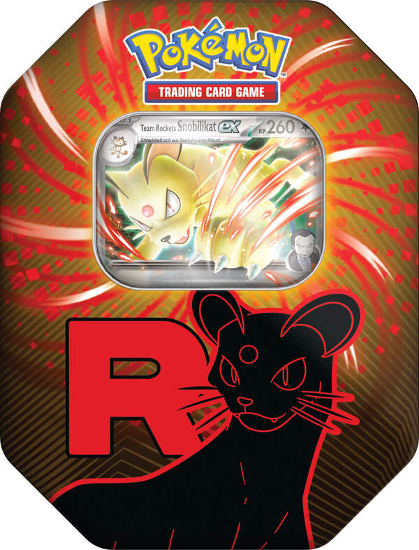 Pokémon TCG – Team Rocket’s Snobilikat Tin Box – Exklusive Promokarte & Booster Packs – Sammelkarten Tin
