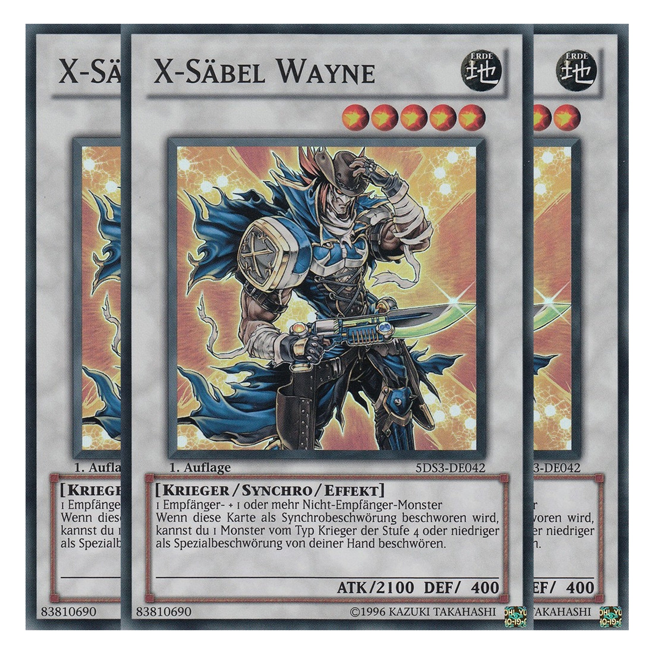X-Säbel Wayne - 5DS3-DE042 - Super Rare - Deutsch - 1. Auflage - Starter Deck: Duelist Toolbox - Playset (3 Kopien)