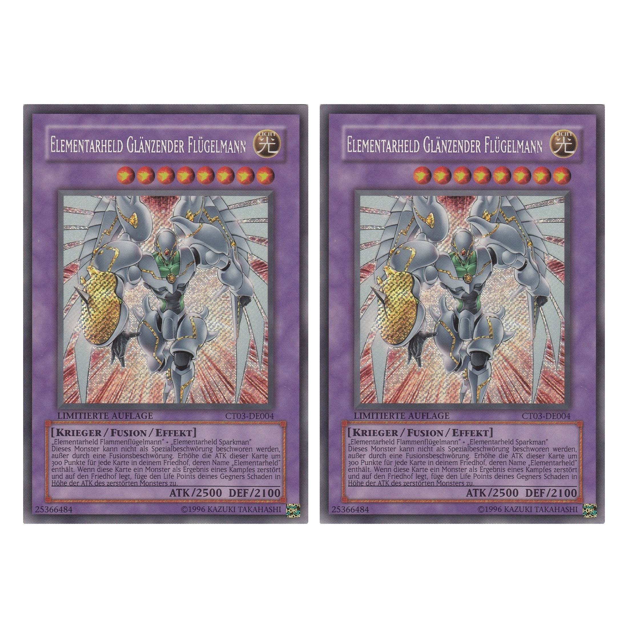Elementarheld Glänzender Flügelmann - CT03-DE004 - Secret Rare - Deutsch - Limitierte Auflage - Collector's Tins 2006 - Duo Set (2 Stück) - Yugioh