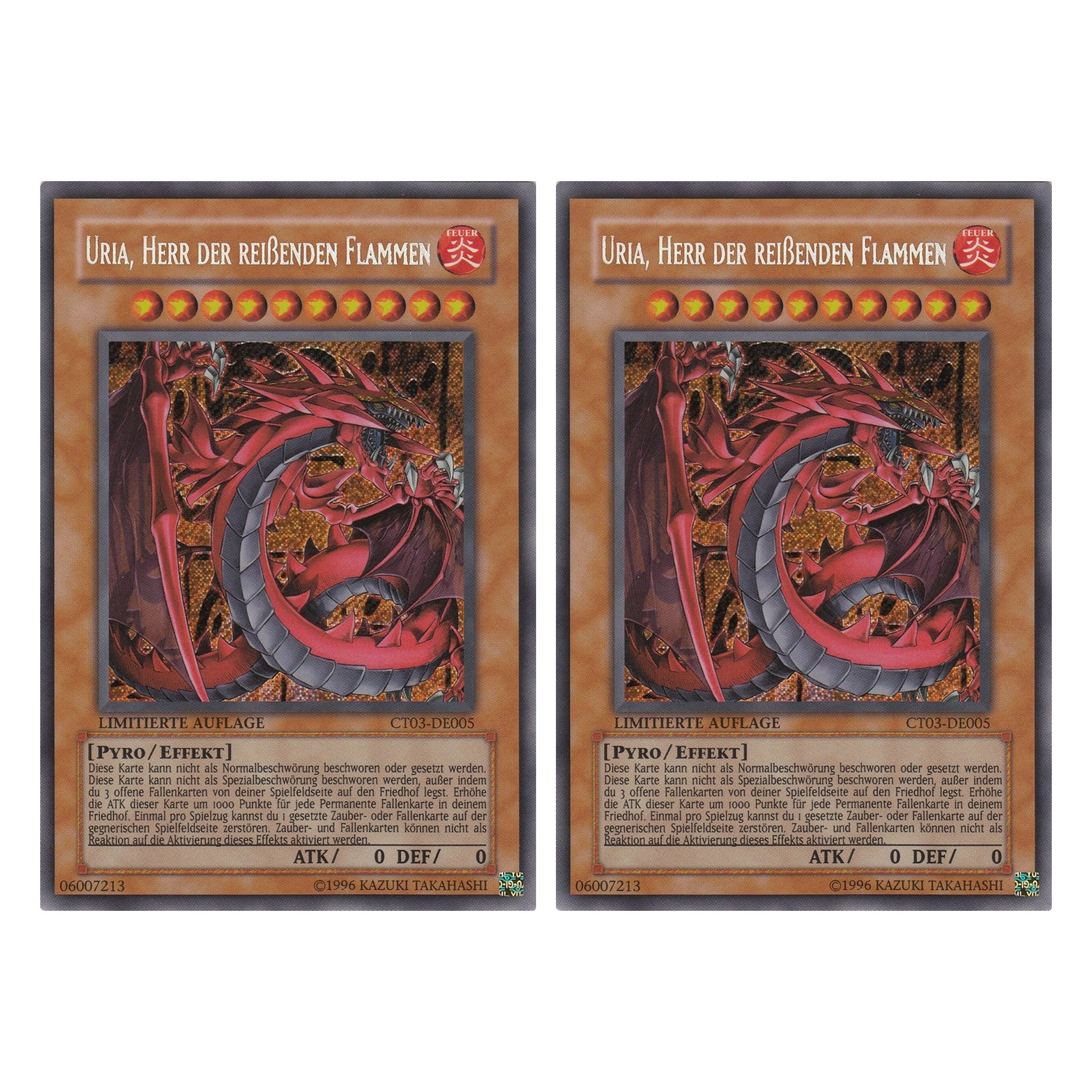 Uria, Herr der reißenden Flammen - CT03-DE005 - Secret Rare - Deutsch - Limitierte Auflage - Collector's Tins 2006 - Duo Set (2 Stück) - Yugioh