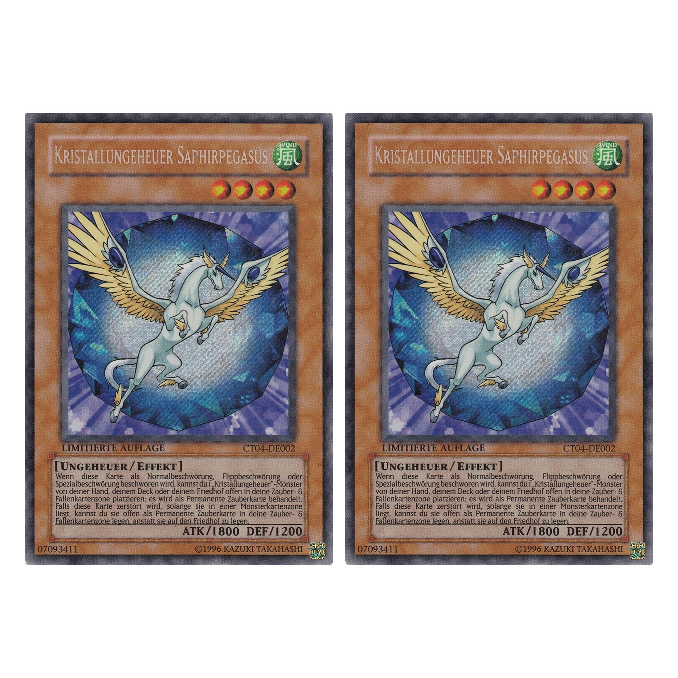 Kristallungeheuer Saphirpegasus - CT04-DE002 - Secret Rare - Deutsch - Limitierte Auflage - Collector's Tins 2007 - Duo Set (2 Stück) - Yugioh