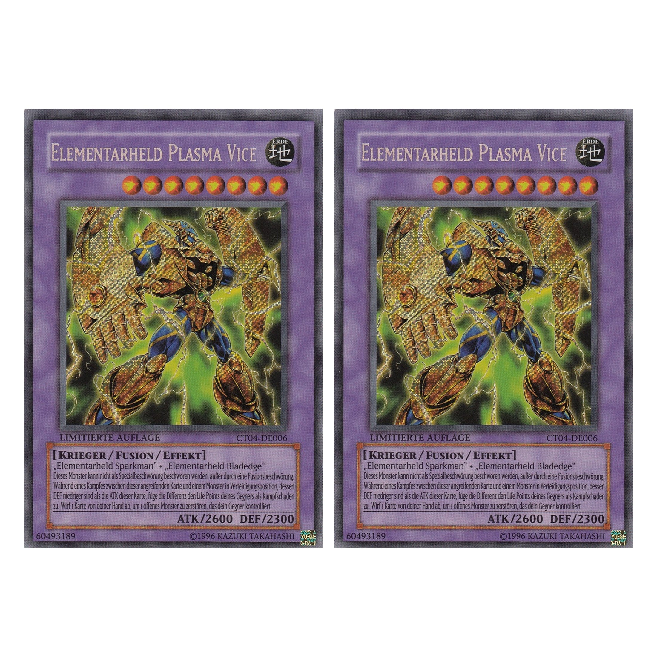 Elementarheld Plasma Vice - CT04-DE006 - Secret Rare - Deutsch - Limitierte Auflage - Collector's Tins 2007 - Duo Set (2 Stück) - Yugioh