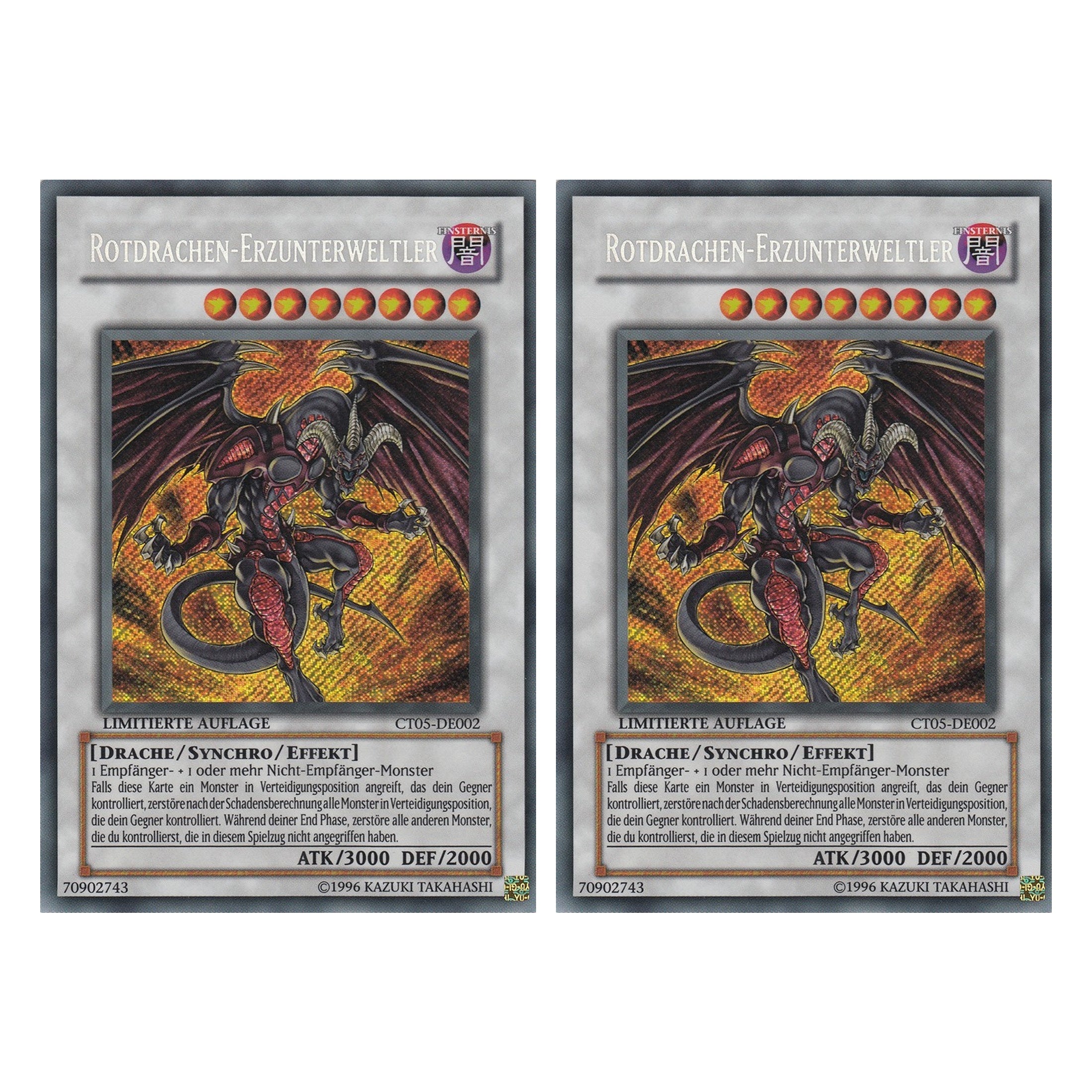 Rotdrachen-Erzunterweltler - CT05-DE002 - Secret Rare - Deutsch - Limitierte Auflage - Collector's Tins 2008 - Duo Set (2 Stück) - Yugioh