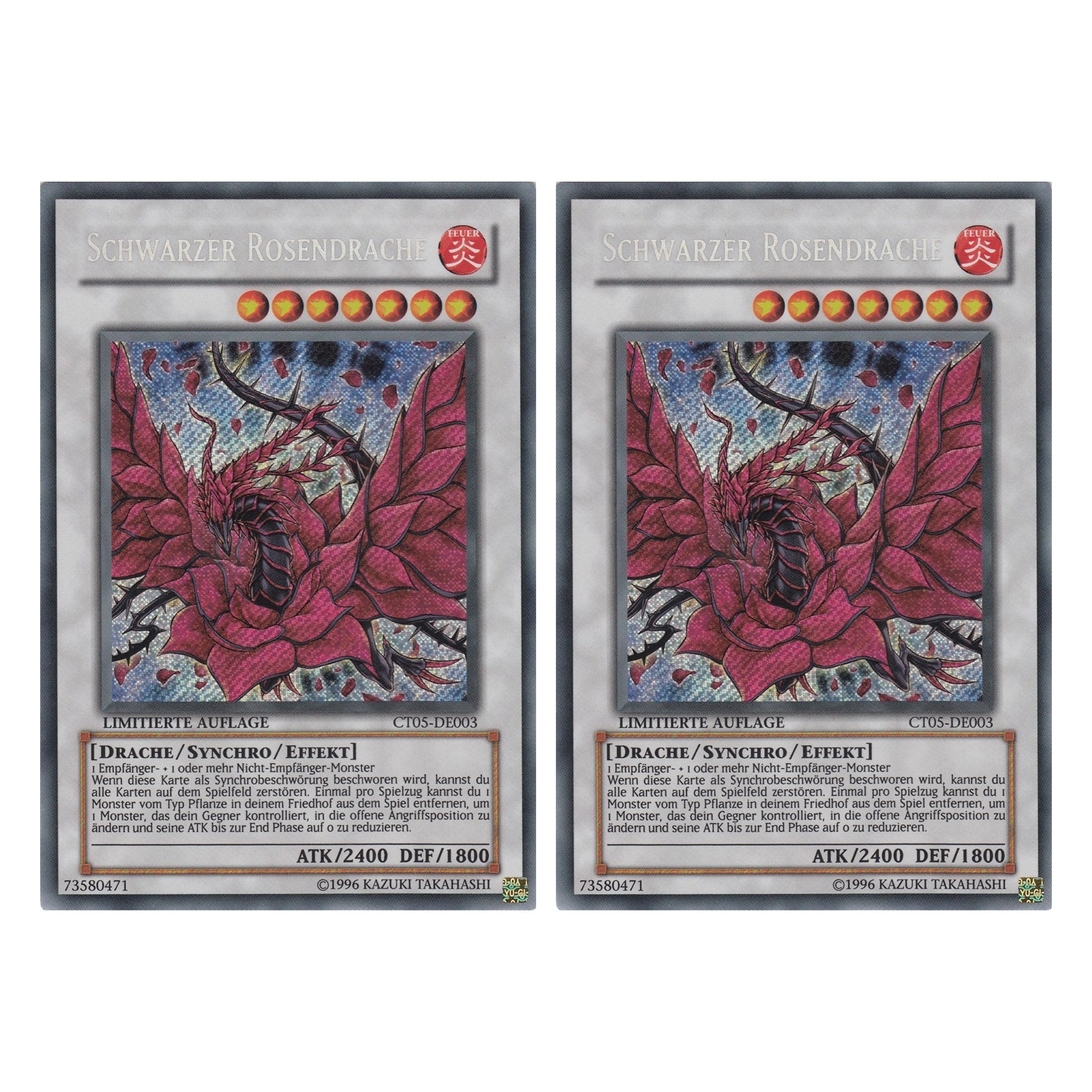 Schwarzer Rosendrache - CT05-DE003 - Secret Rare - Deutsch - Limitierte Auflage - Collector's Tins 2008 - Duo Set (2 Stück) - Yugioh