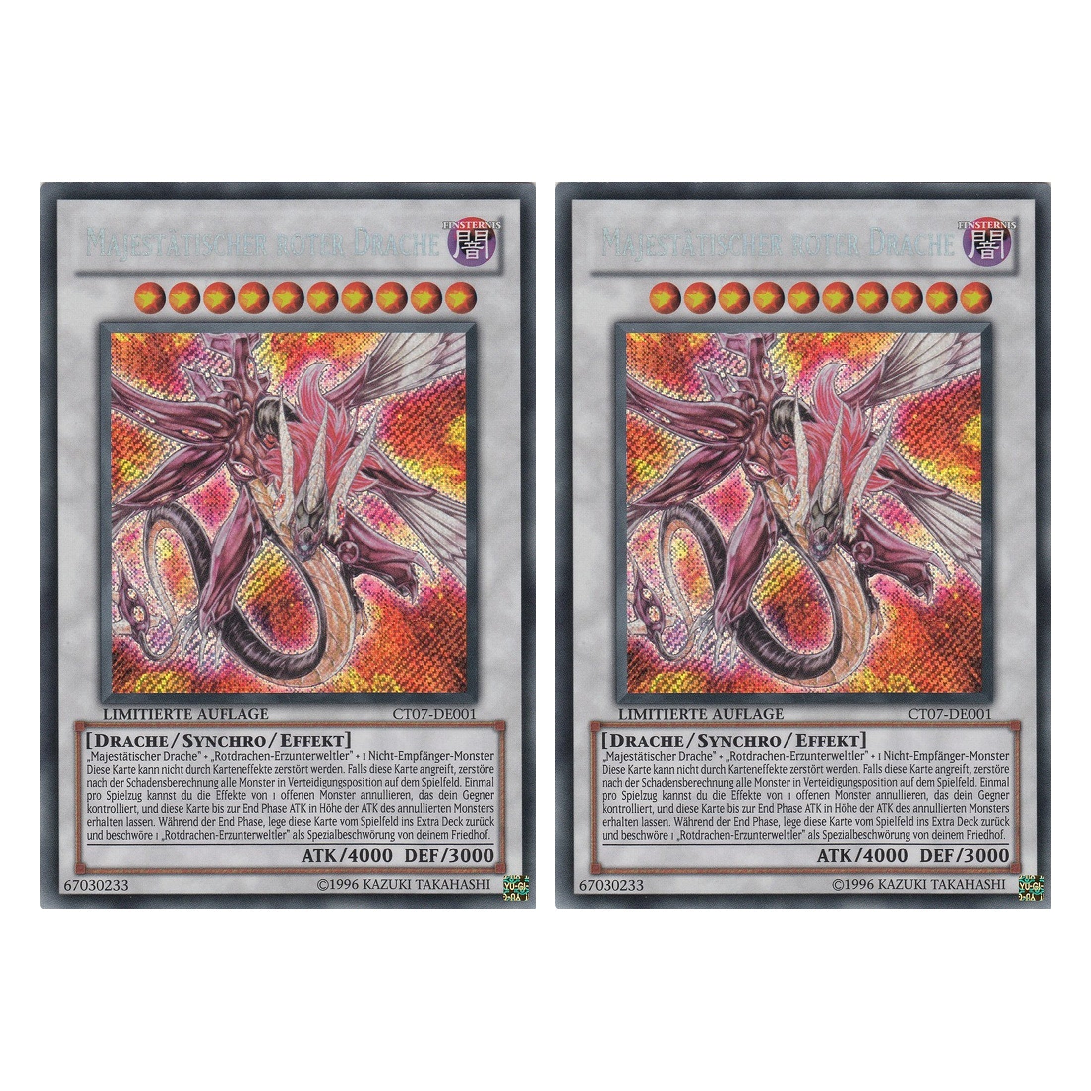 Majestätischer Roter Drache - CT07-DE001 - Secret Rare - Deutsch - Limitierte Auflage - Collector's Tins 2010 - Duo Set (2 Stück) - Yugioh