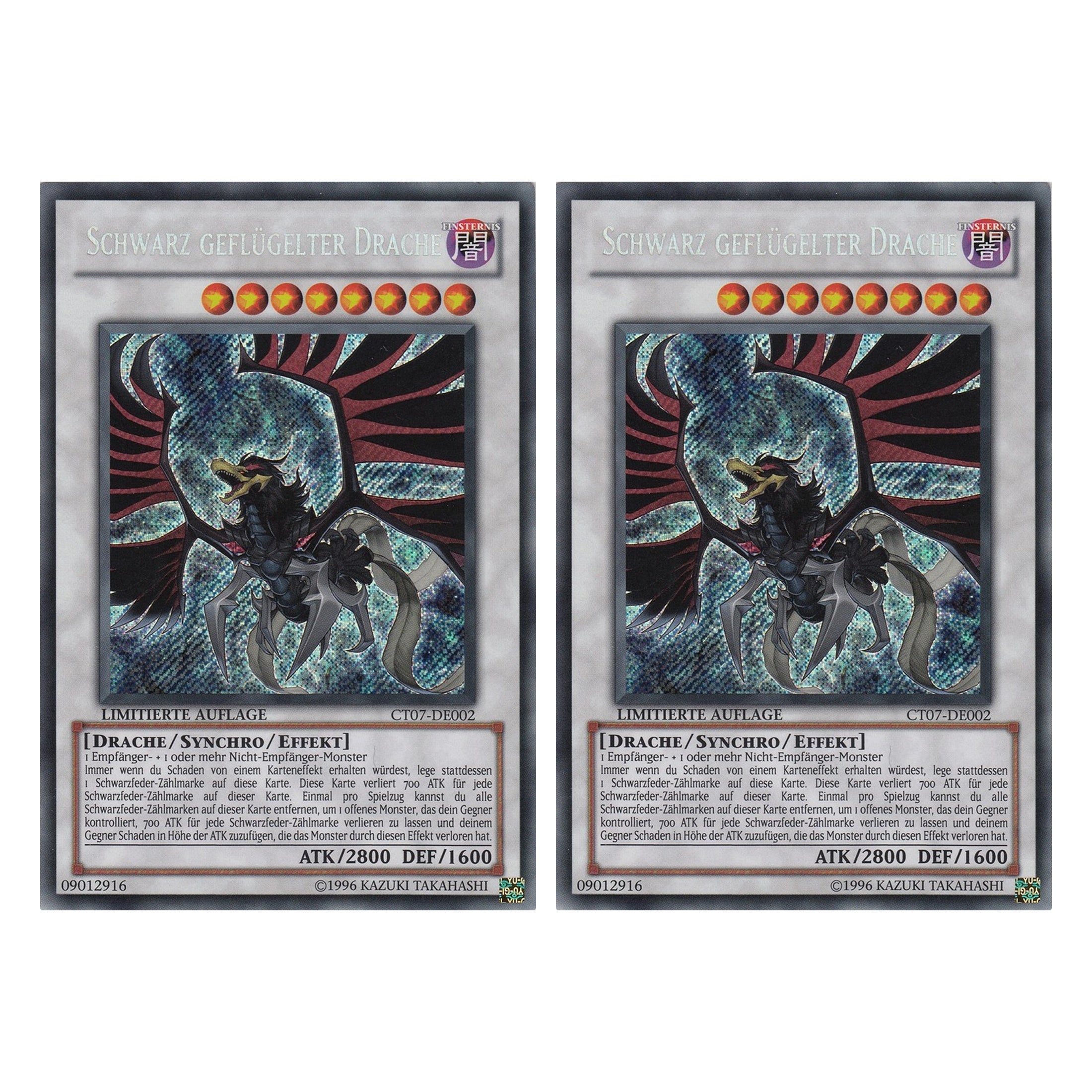 Schwarz Geflügelter Drache - CT07-DE002 - Secret Rare - Deutsch - Limitierte Auflage - Collector's Tins 2010 - Duo Set (2 Stück) - Yugioh
