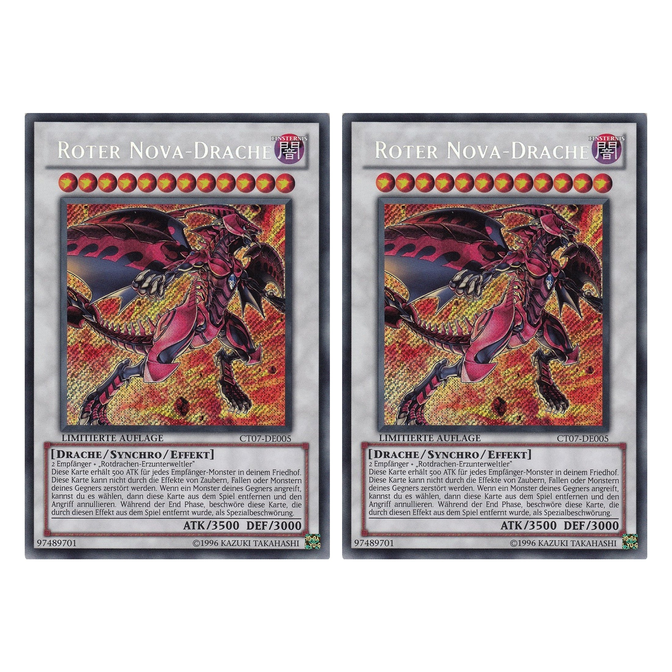 Roter Nova-Drache - CT07-DE005 - Secret Rare - Deutsch - Limitierte Auflage - Collector's Tins 2010 - Duo Set (2 Stück) - Yugioh
