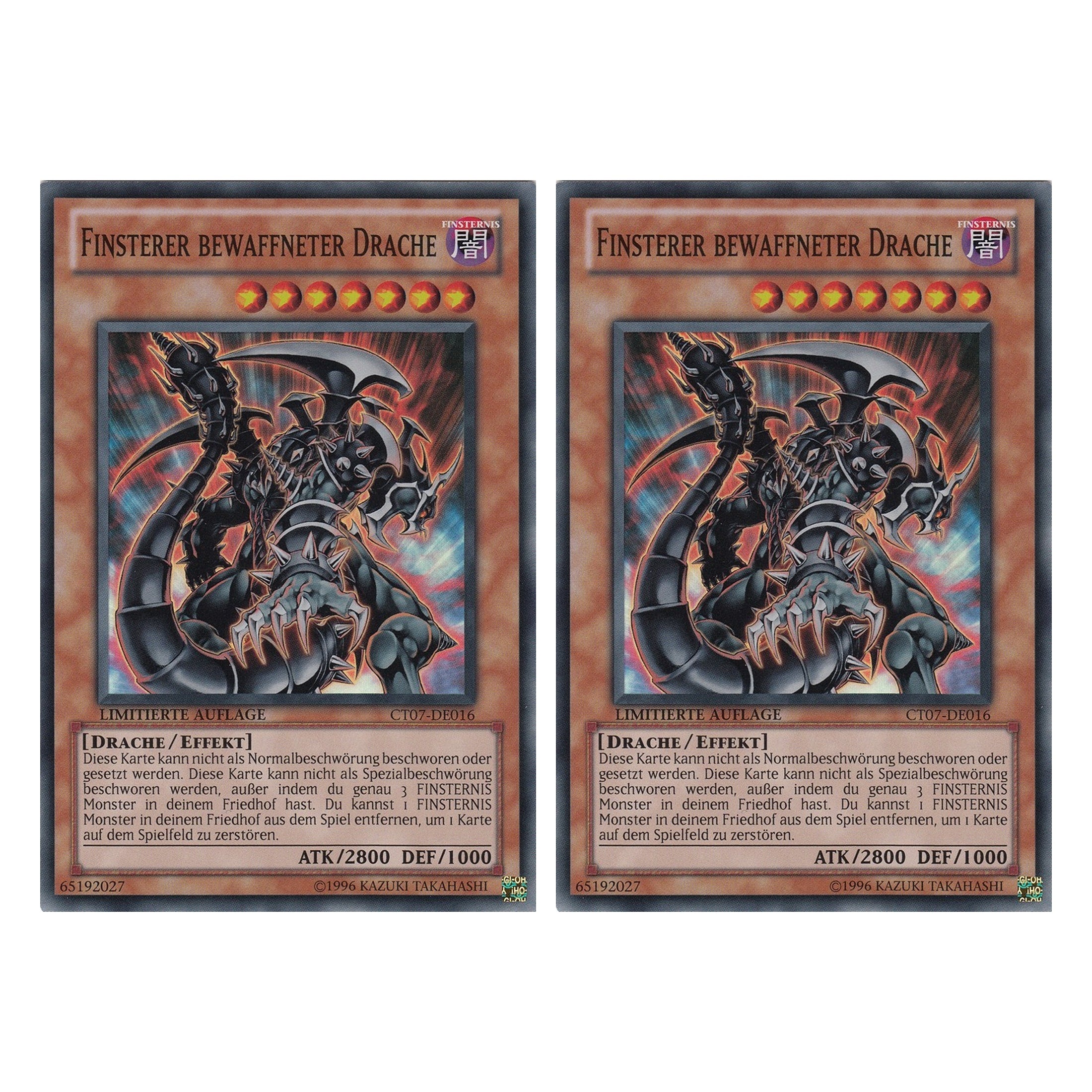Finsterer bewaffneter Drache - CT07-DE016 - Super Rare - Deutsch - Limitierte Auflage - Collector's Tins 2010 - Duo Set (2 Stück) - Yugioh