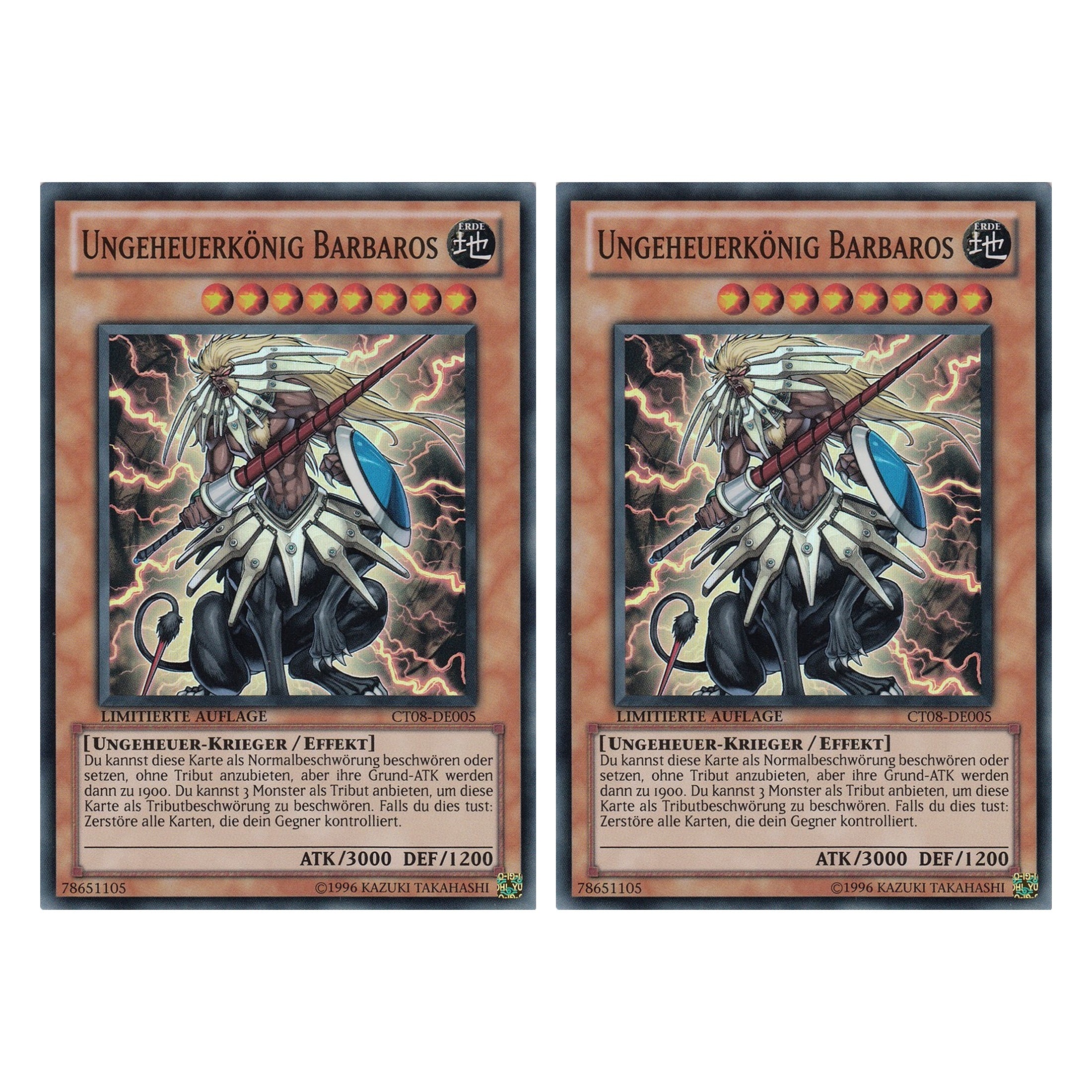 Ungeheuerkönig Barbaros - CT08-DE005 - Super Rare - Deutsch - Limitierte Auflage - Collector's Tins 2011 - Duo Set (2 Stück) - Yugioh