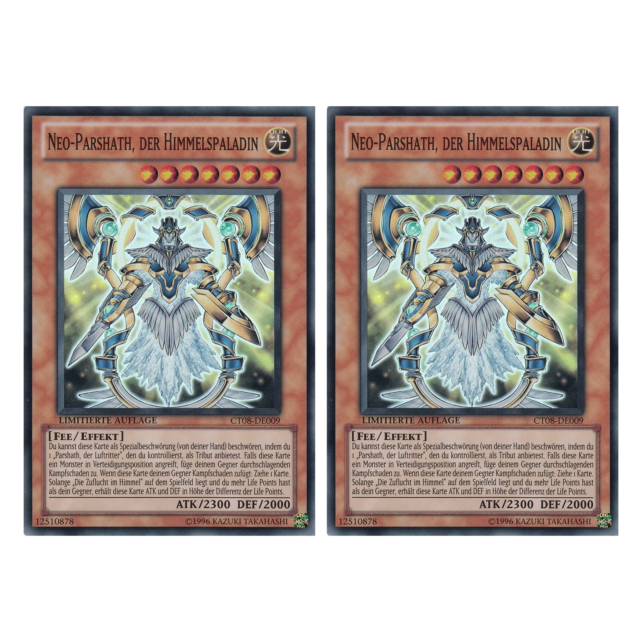 Neo-Parshath, der Himmelspaladin - CT08-DE009 - Super Rare - Deutsch - Limitierte Auflage - Collector's Tins 2011 - Duo Set (2 Stück) - Yugioh