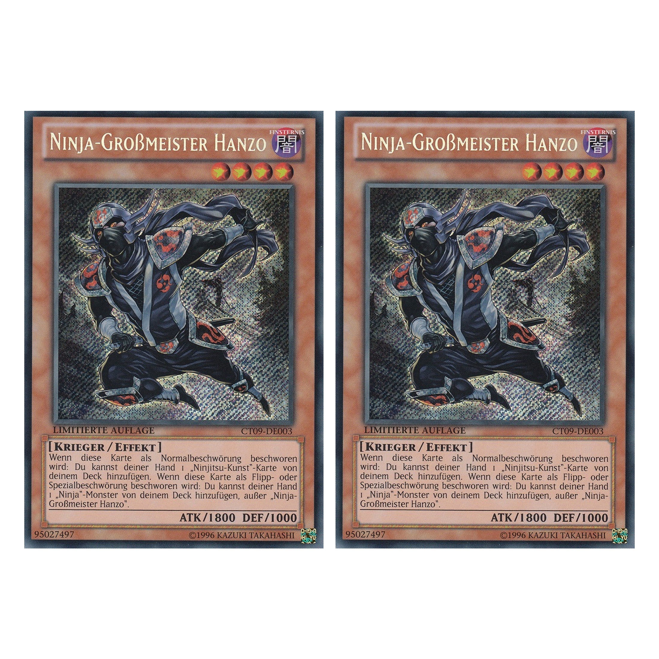 Ninja-Großmeister Hanzo - CT09-DE003 - Secret Rare - Deutsch - Limitierte Auflage - Collector's Tins 2012 - Duo Set (2 Stück) - Yugioh