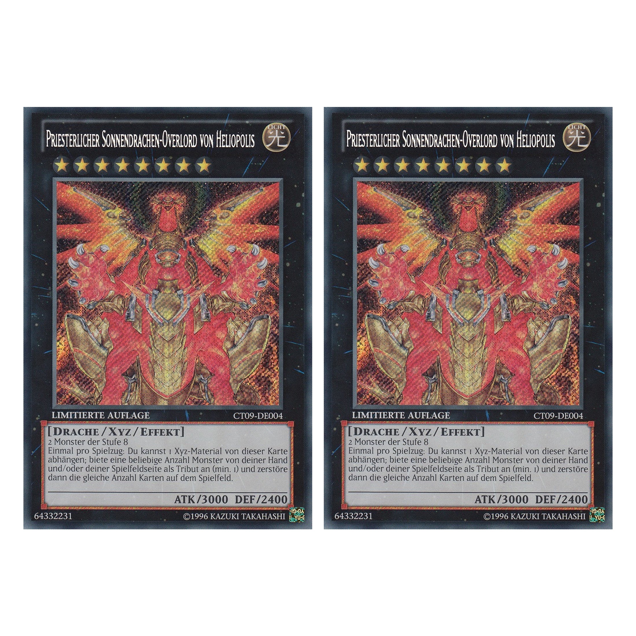 Priesterlicher Sonnendrachen-Overlord von Heliopolis - CT09-DE004 - Secret Rare - Deutsch - Limitierte Auflage - Collector's Tins 2012 - Duo Set (2 Stück) - Yugioh