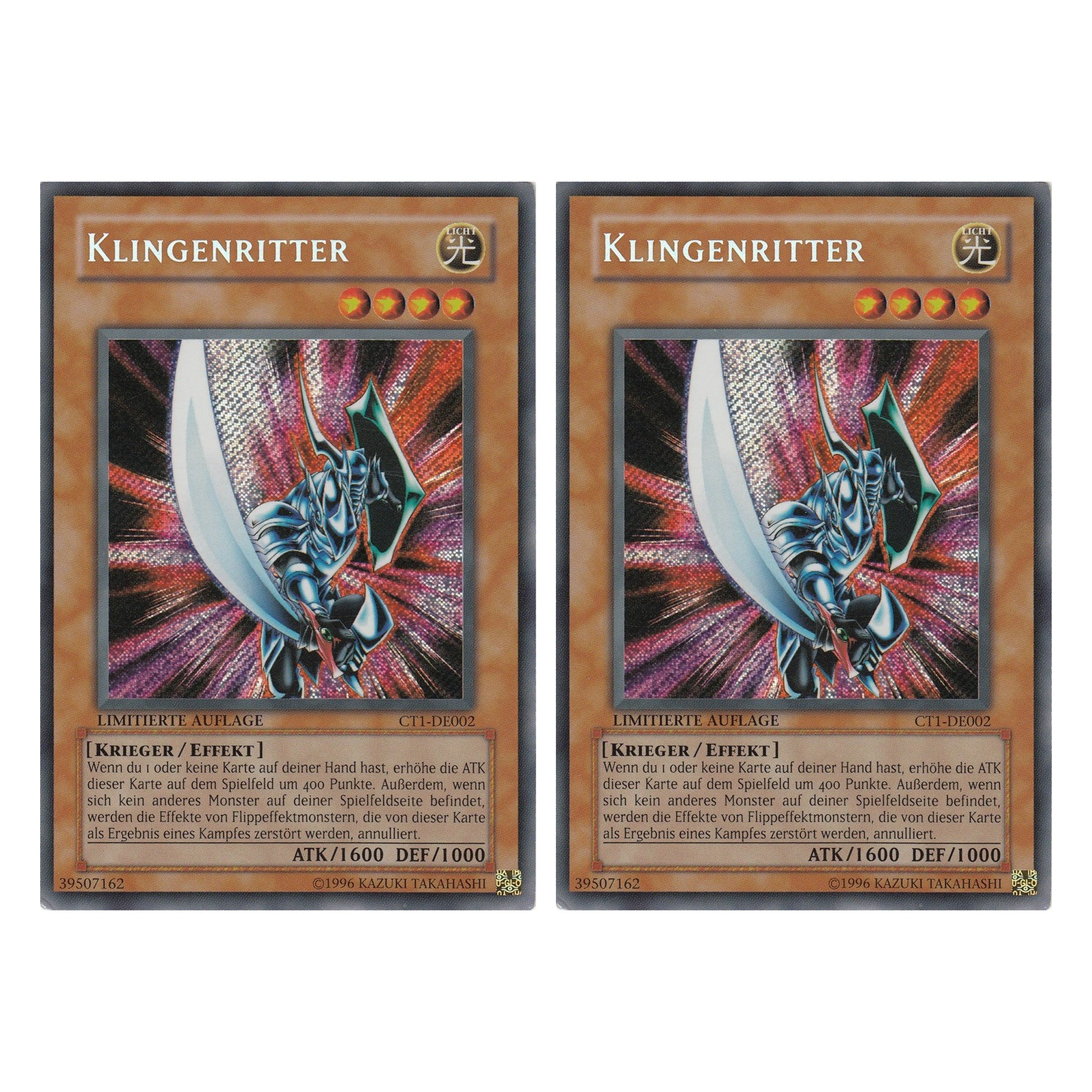 Klingenritter - CT1-DE002 - Secret Rare - Deutsch - Limitierte Auflage - Collector's Tins 2004 - Duo Set (2 Stück) - Yugioh
