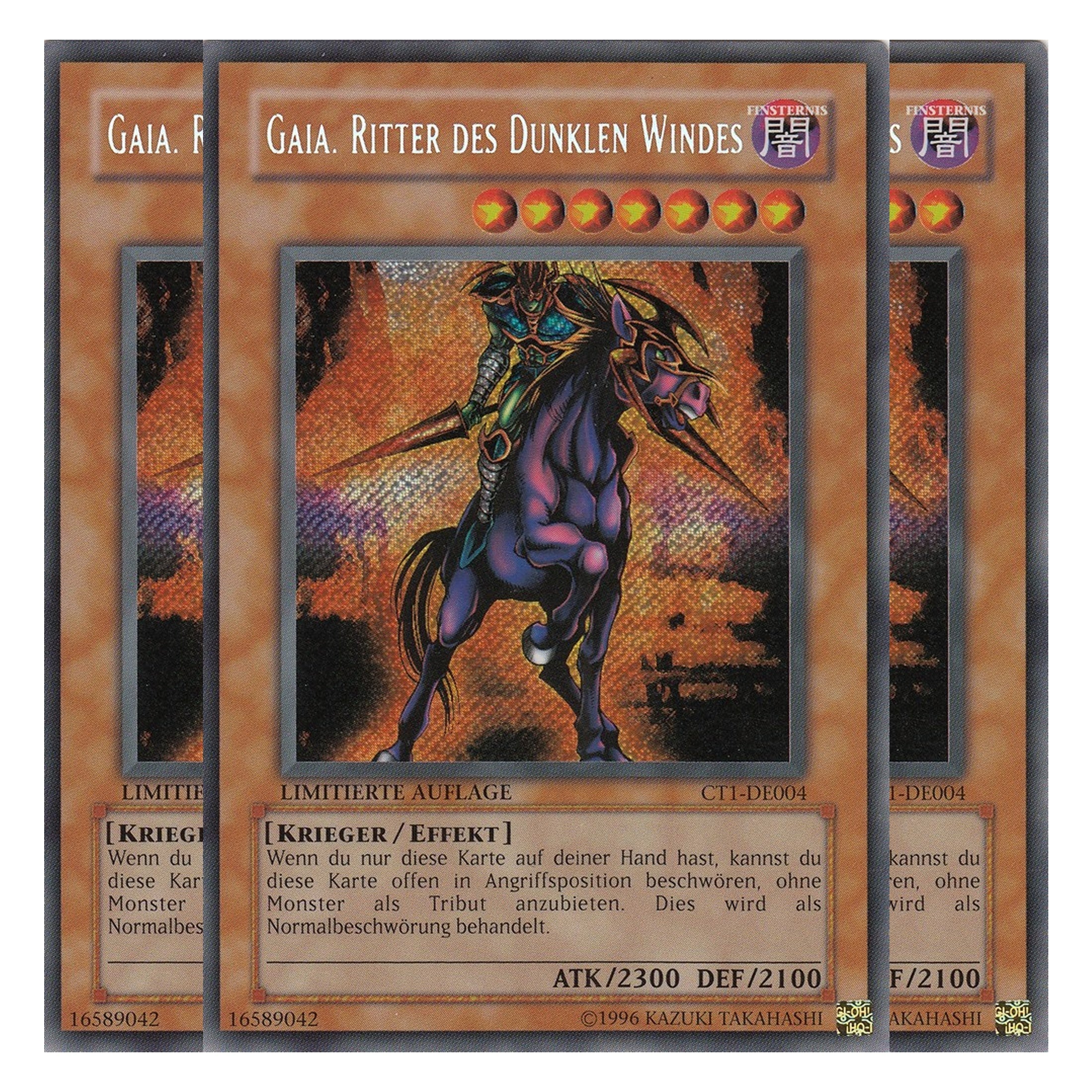 Gaia, Ritter des Dunklen Windes - CT1-DE004 - Secret Rare - Deutsch - Limitierte Auflage - Collector's Tins 2004 - Playset (3 Kopien)