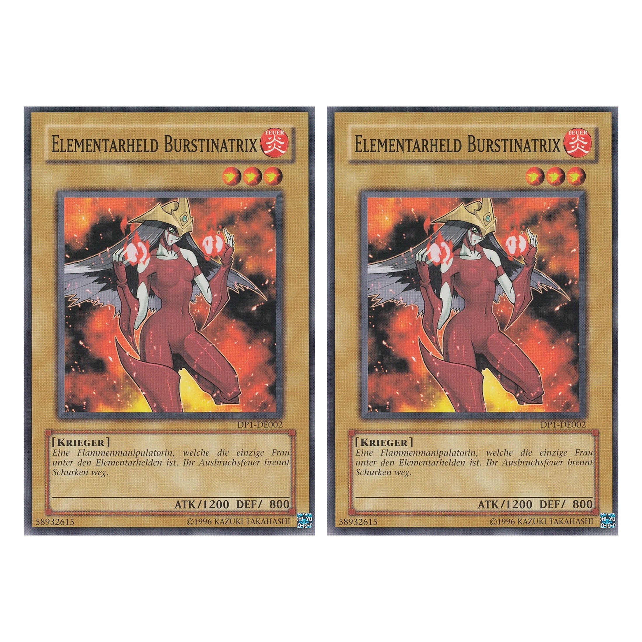 Elementarheld Burstinatrix - DP1-DE002 - Common - Deutsch - Unlimitiert - Duelist Pack: Jaden Yuki - Duo Set (2 Stück) - Yugioh