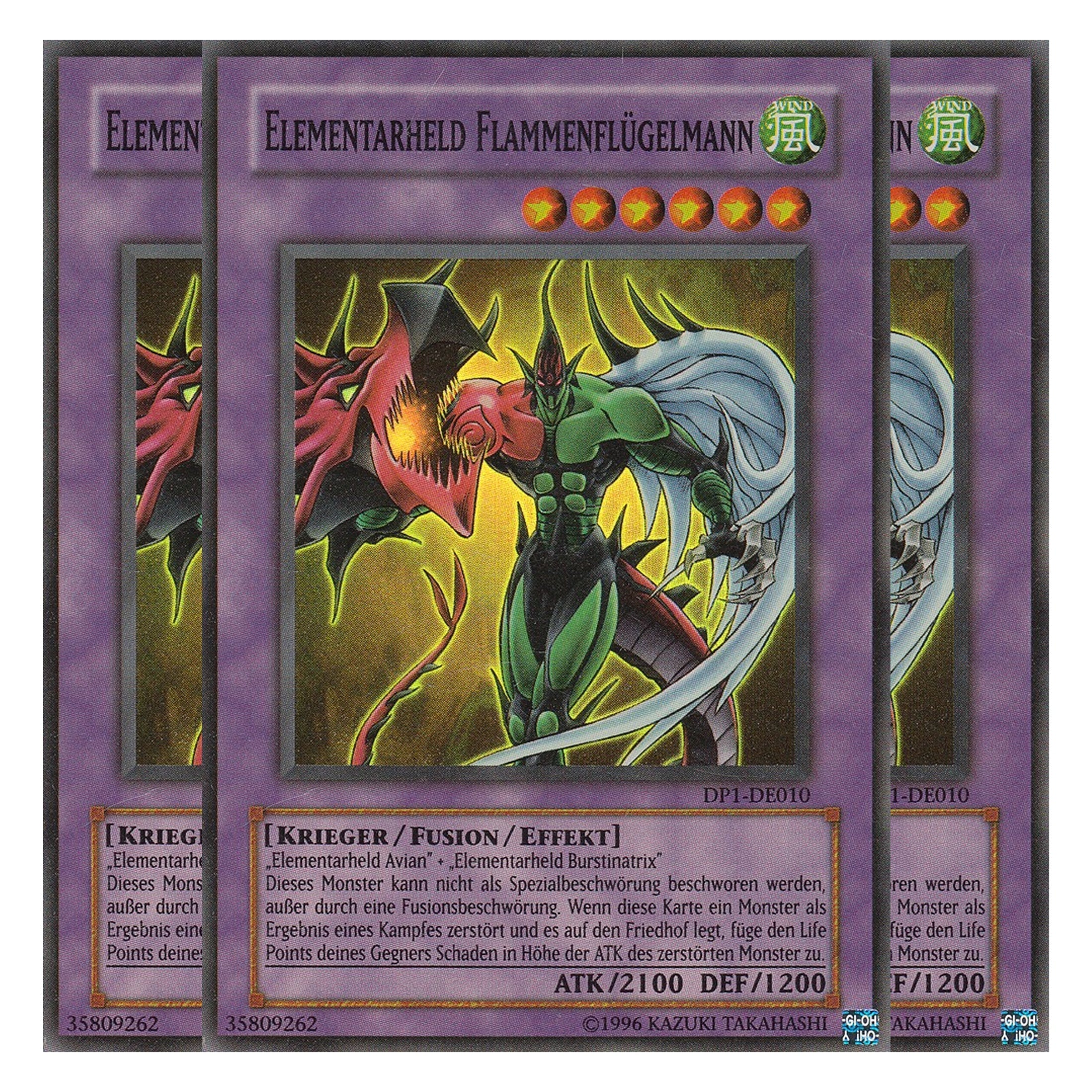 Elementarheld Flammenflügelmann - DP1-DE010 - Super Rare - Deutsch - Unlimitiert - Duelist Pack: Jaden Yuki - Playset (3 Kopien)
