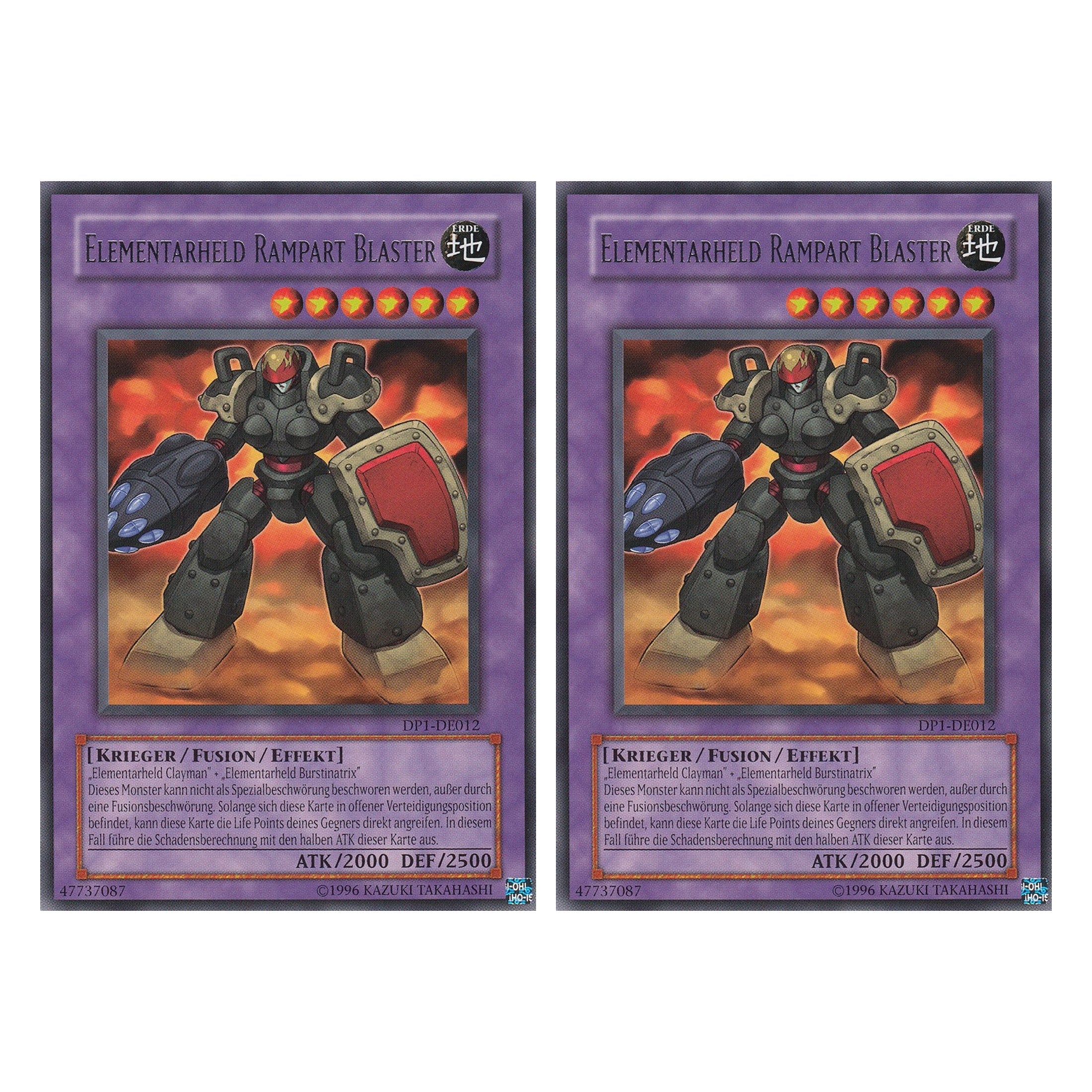 Elementarheld Rampart Blaster - DP1-DE012 - Rare - Deutsch - Unlimitiert - Duelist Pack: Jaden Yuki - Duo Set (2 Stück) - Yugioh