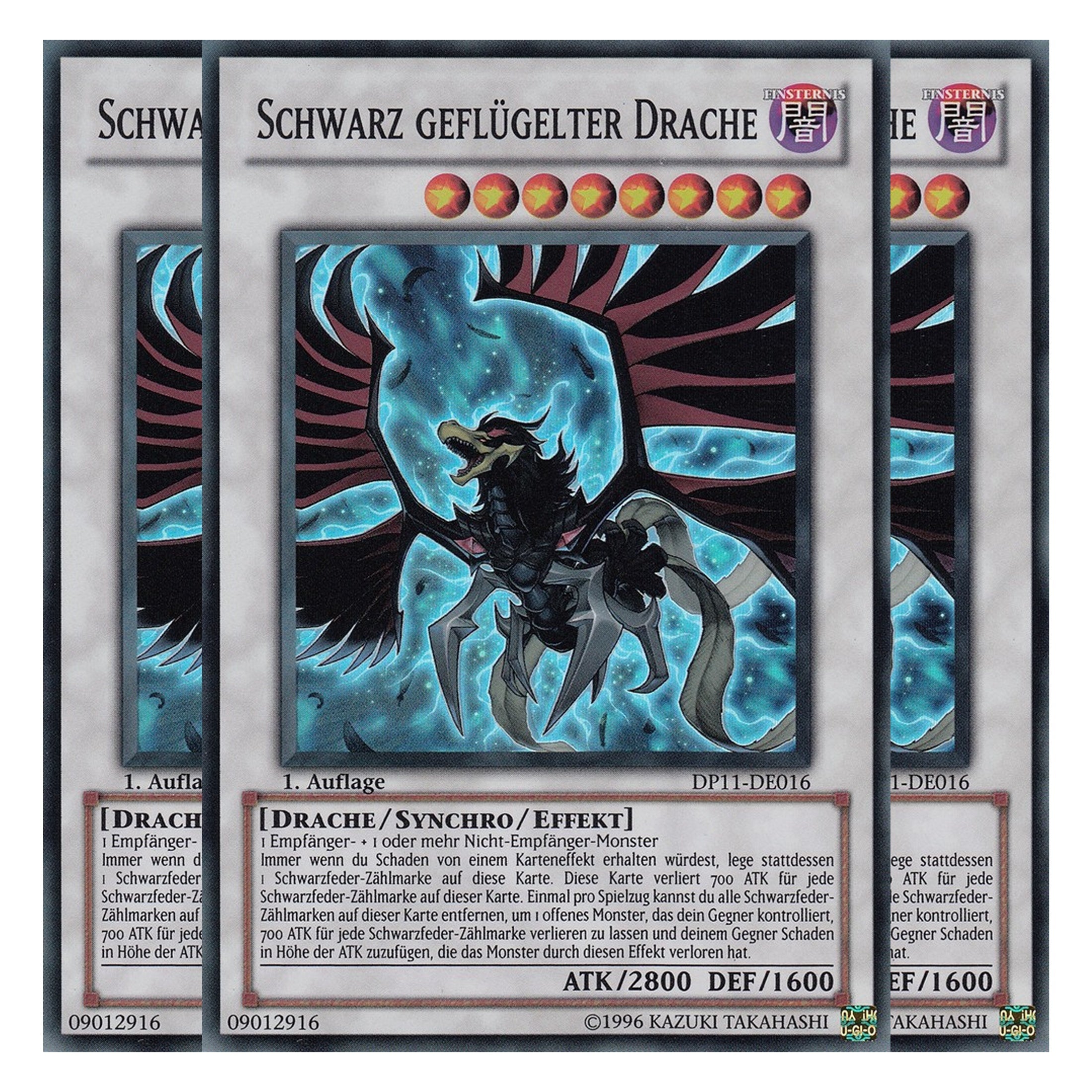 Schwarz Geflügelter Drache - DP11-DE016 - Super Rare - Deutsch - Unlimitiert - Duelist Pack: Crow - Playset (3 Kopien)