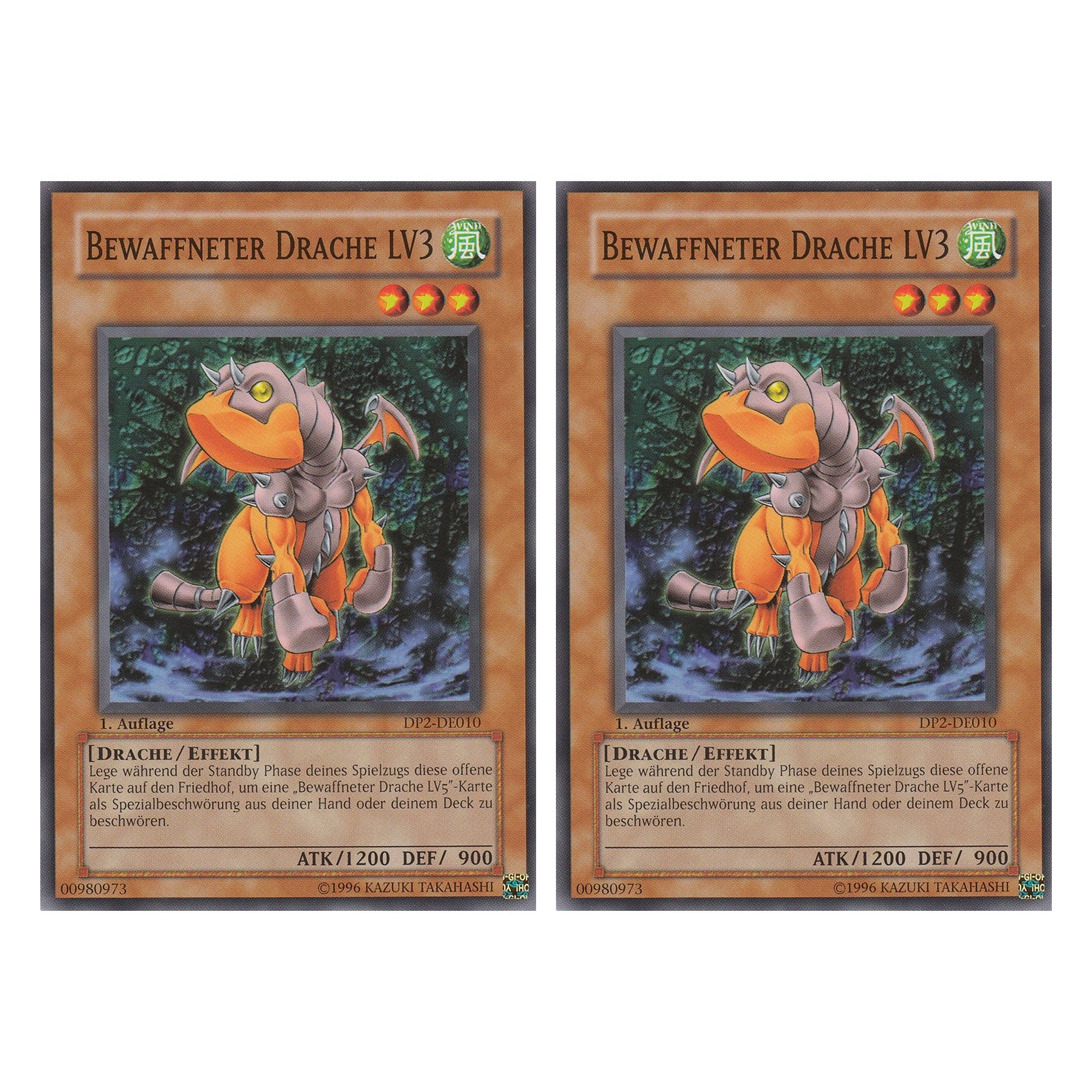 Bewaffneter Drache LV3 - DP2-DE010 - Common - Deutsch - Unlimitiert - Duelist Pack: Chazz Princeton - Duo Set (2 Stück) - Yugioh