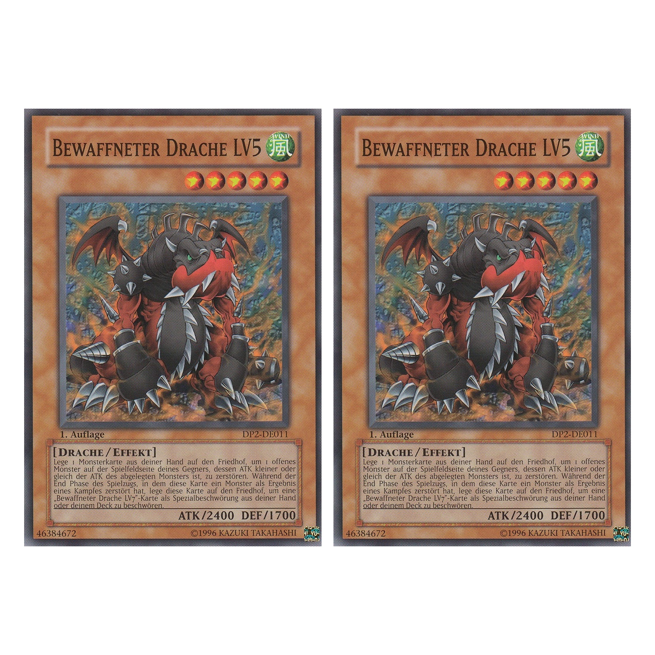 Bewaffneter Drache LV5 - DP2-DE011 - Common - Deutsch - Unlimitiert - Duelist Pack: Chazz Princeton - Duo Set (2 Stück) - Yugioh