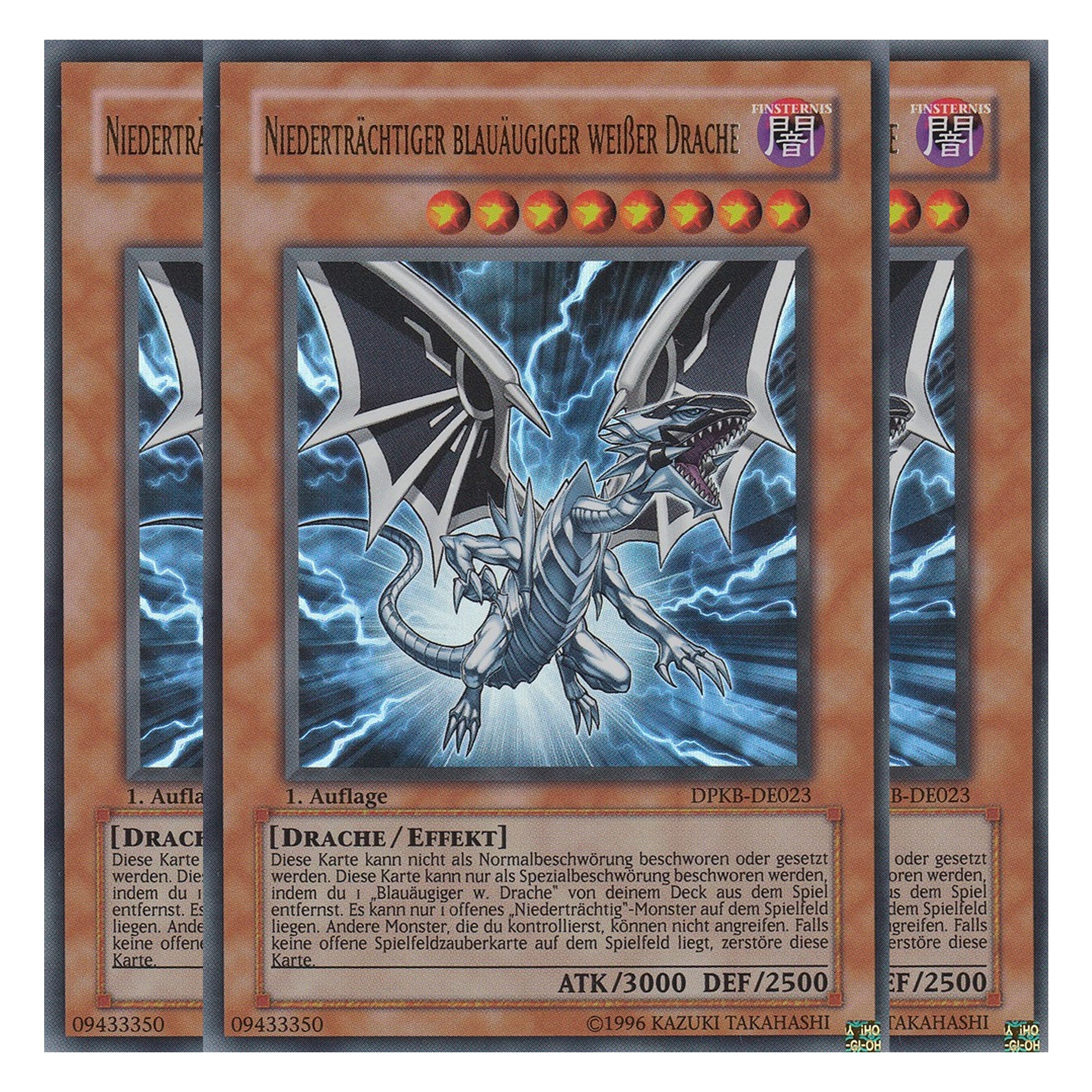 Niederträchtiger blauäugiger weißer Drache - DPKB-DE023 - Ultra Rare - Deutsch - 1. Auflage - Duelist Pack: Kaiba - Playset (3 Kopien)