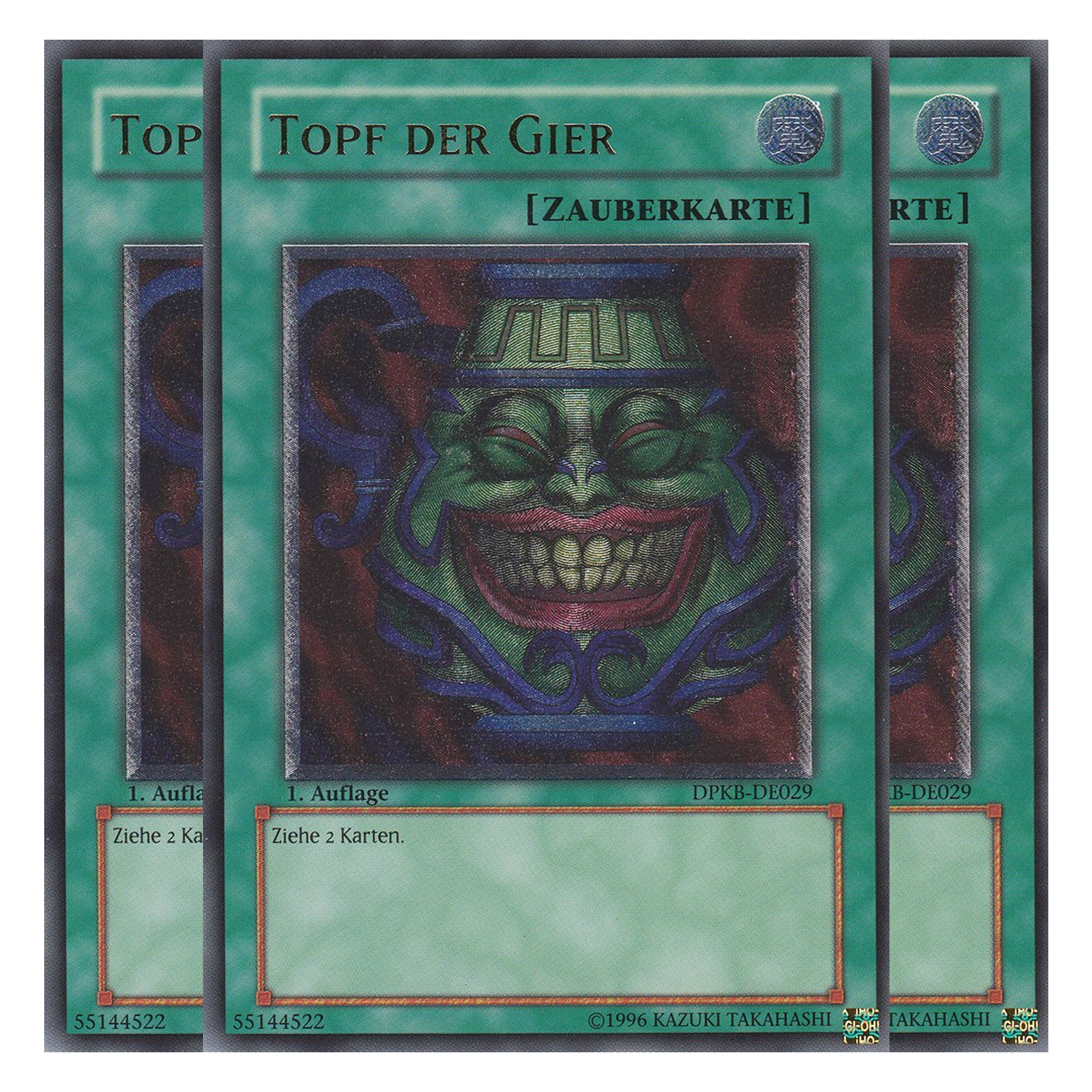 Topf der Gier - DPKB-DE029 - Ultimate Rare - Deutsch - 1. Auflage - Duelist Pack: Kaiba - Playset (3 Kopien)