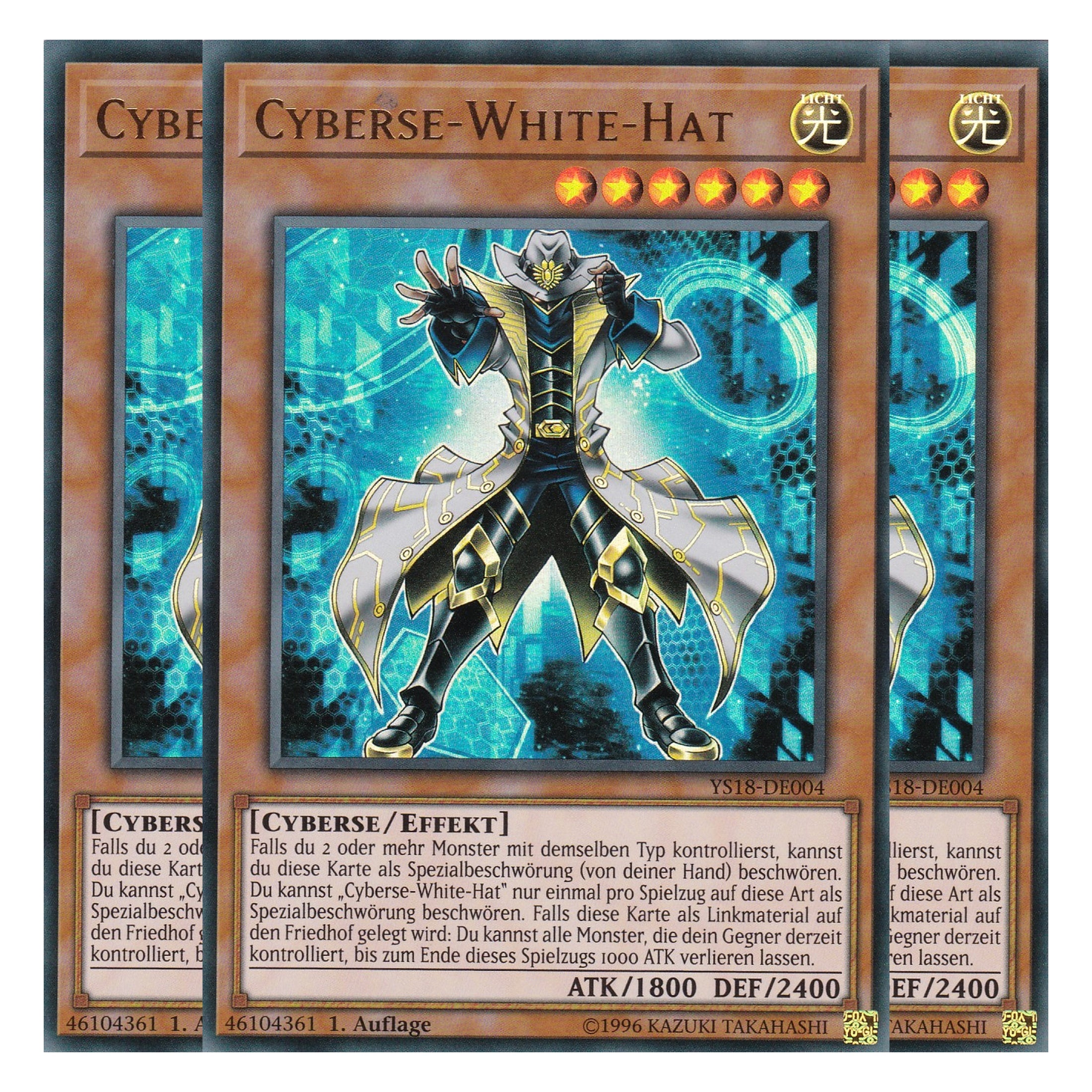 Cyberse-White-Hat - YS18-DE004 - Ultra Rare - Deutsch - 1. Auflage - Starter Deck: Codebreaker - Playset (3 Kopien)