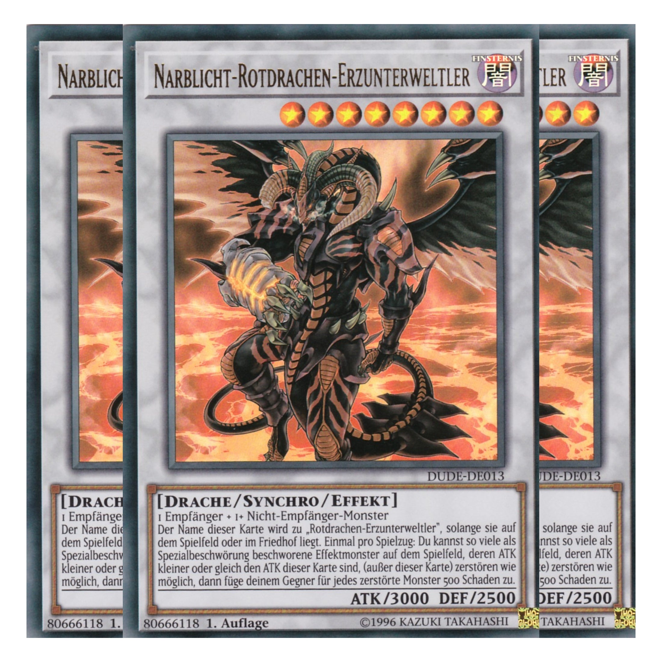 Narblicht-Rotdrachen-Erzunterweltler - DUDE-DE013 - Ultra Rare - Deutsch - 1. Auflage - Duel Devastator - Playset (3 Kopien)