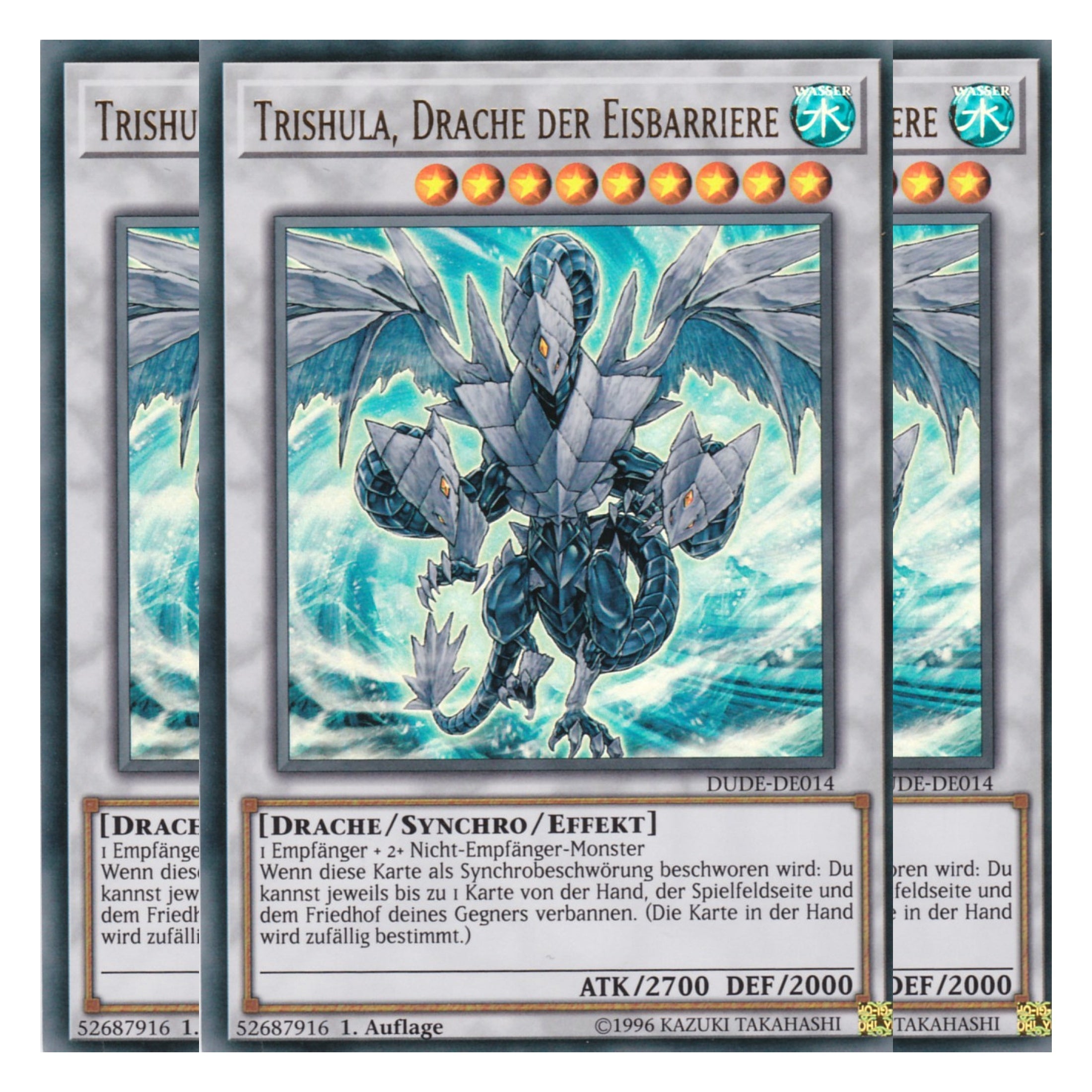 Trishula, Drache der Eisbarriere - DUDE-DE014 - Ultra Rare - Deutsch - 1. Auflage - Duel Devastator - Playset (3 Kopien)