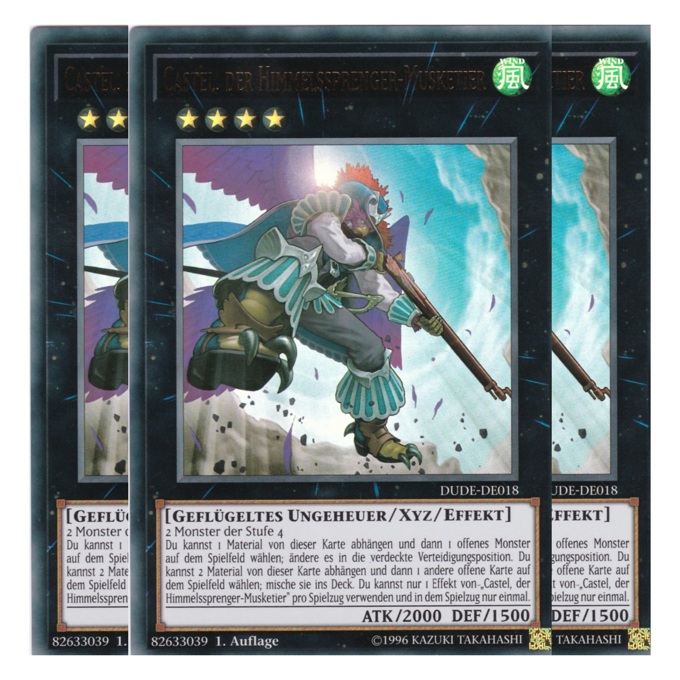 Castel, der Himmelssprenger-Musketier - DUDE-DE018 - Ultra Rare - Deutsch - 1. Auflage - Duel Devastator - Playset (3 Kopien)