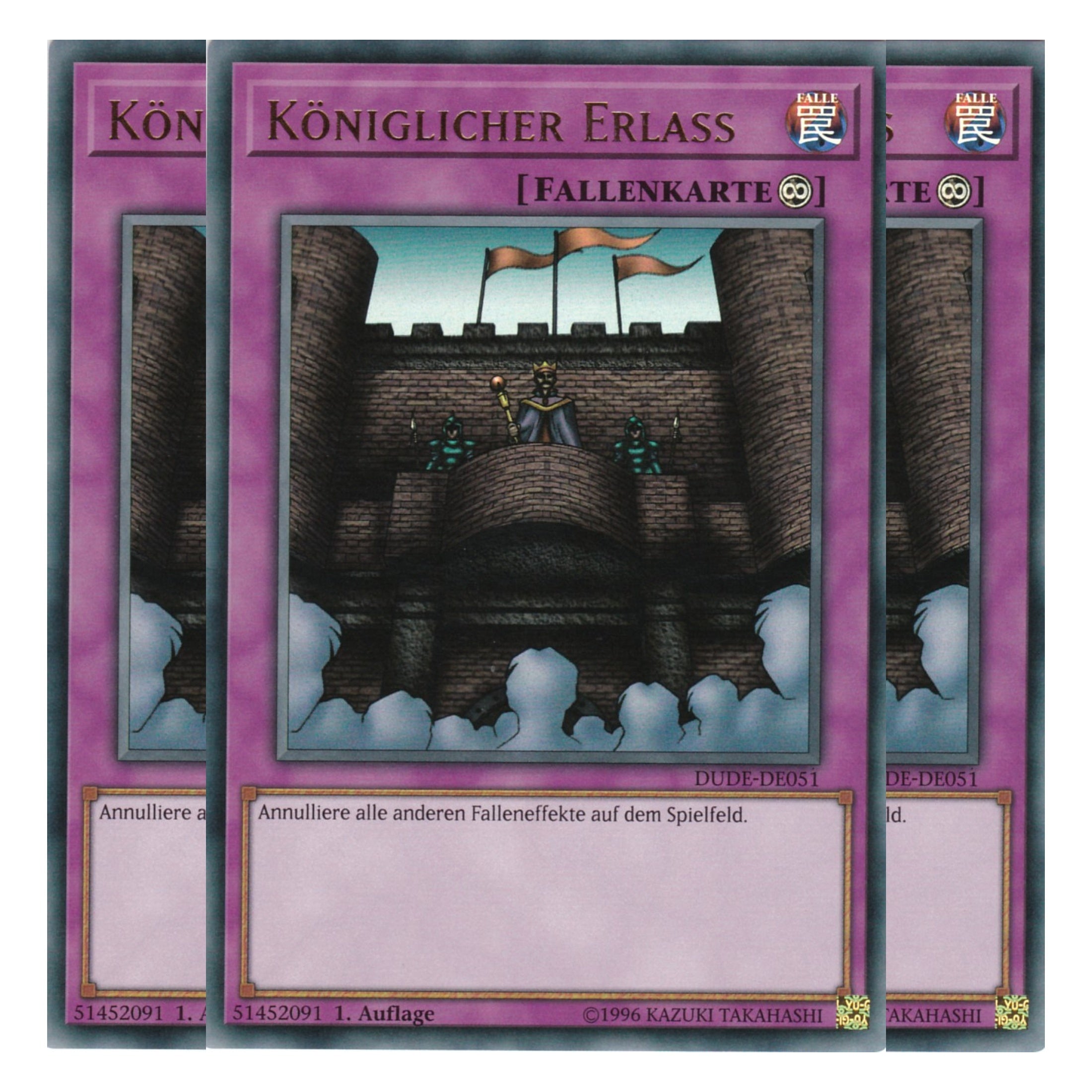 Königlicher Erlass - DUDE-DE051 - Ultra Rare - Deutsch - 1. Auflage - Duel Devastator - Playset (3 Kopien)
