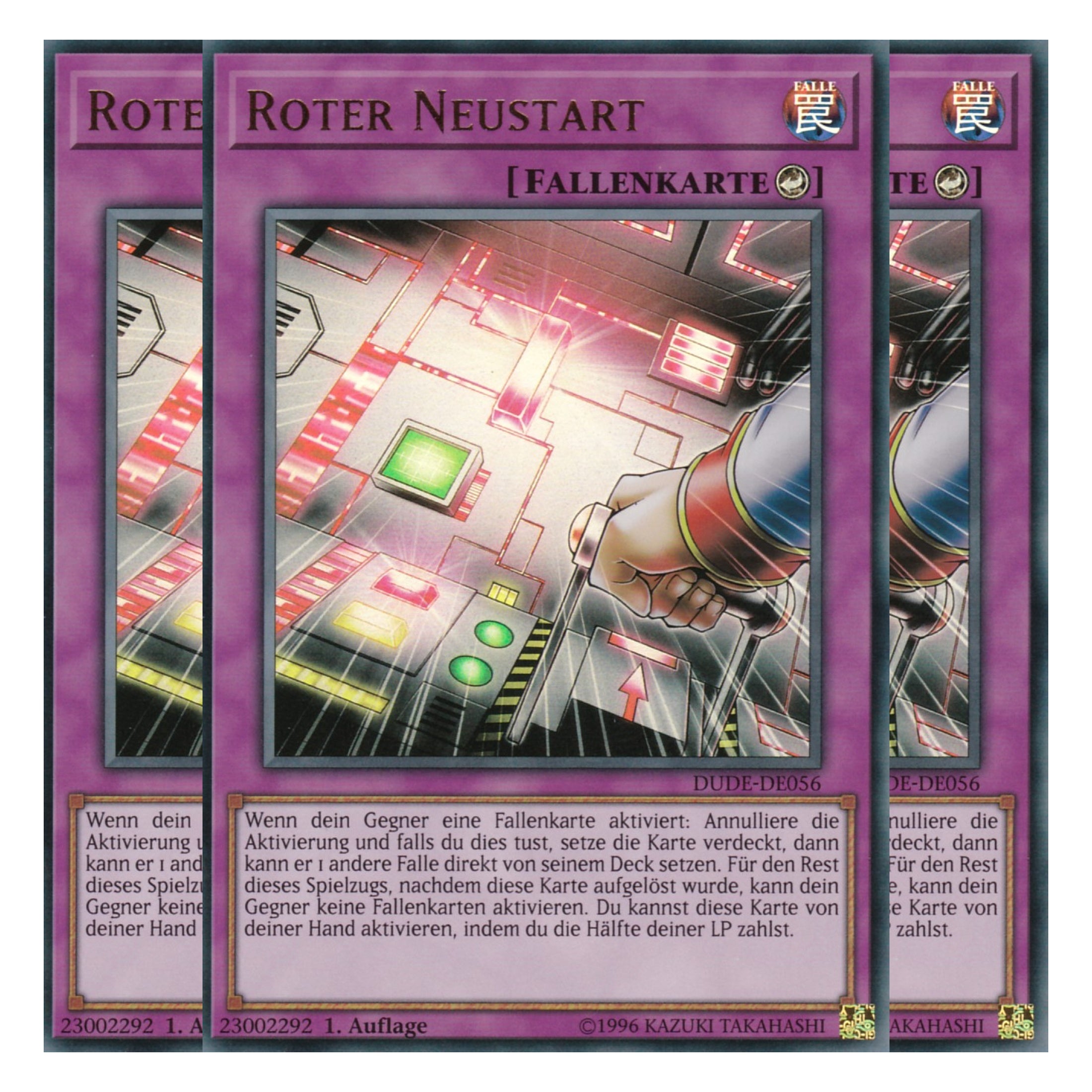 Roter Neustart - DUDE-DE056 - Ultra Rare - Deutsch - 1. Auflage - Duel Devastator - Playset (3 Kopien)