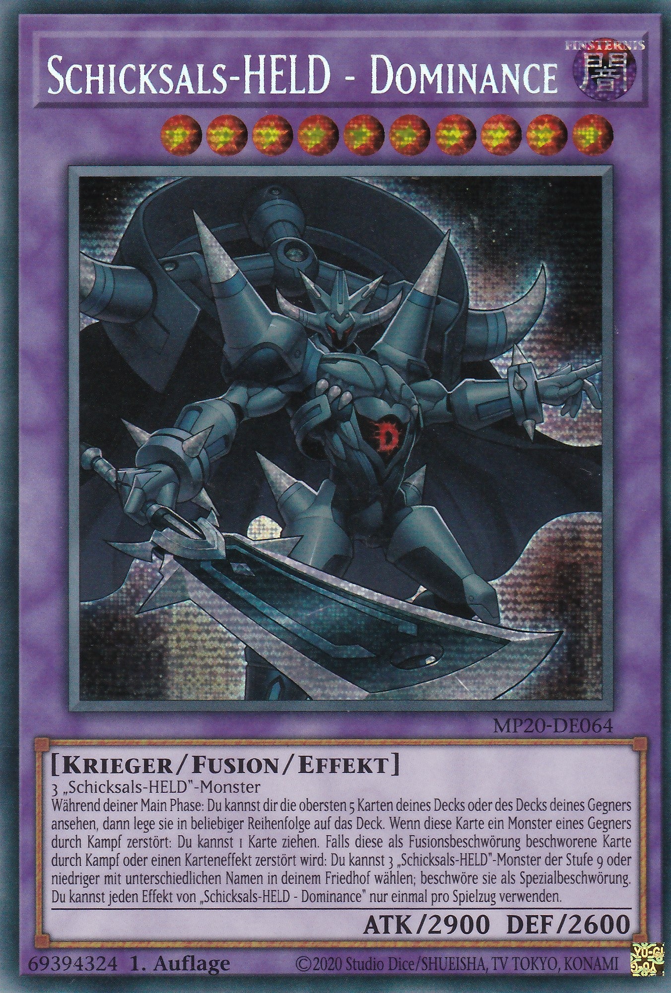 Schicksals-HELD - Dominance - MP20-DE064 - Prismatic Secret Rare - Deutsch - 1. Auflage - 2083 Tin of Lost Memories Mega Pack