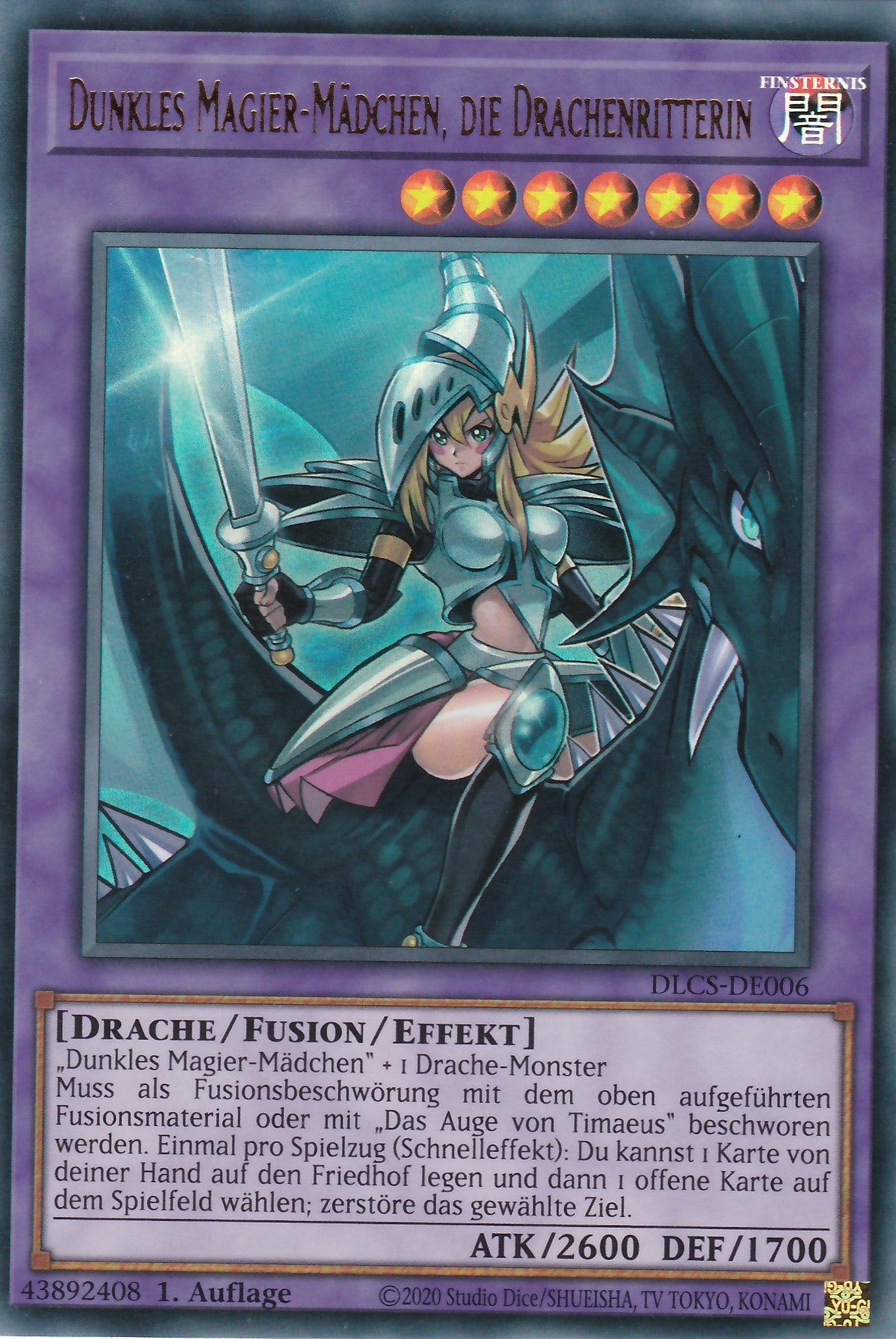 Dunkles Magier - Mädchen, die Drachenritterin - DLCS-DE006 - Ultra Rare - Deutsch - 1. Auflage - Dragons of Legend: The Complete Series