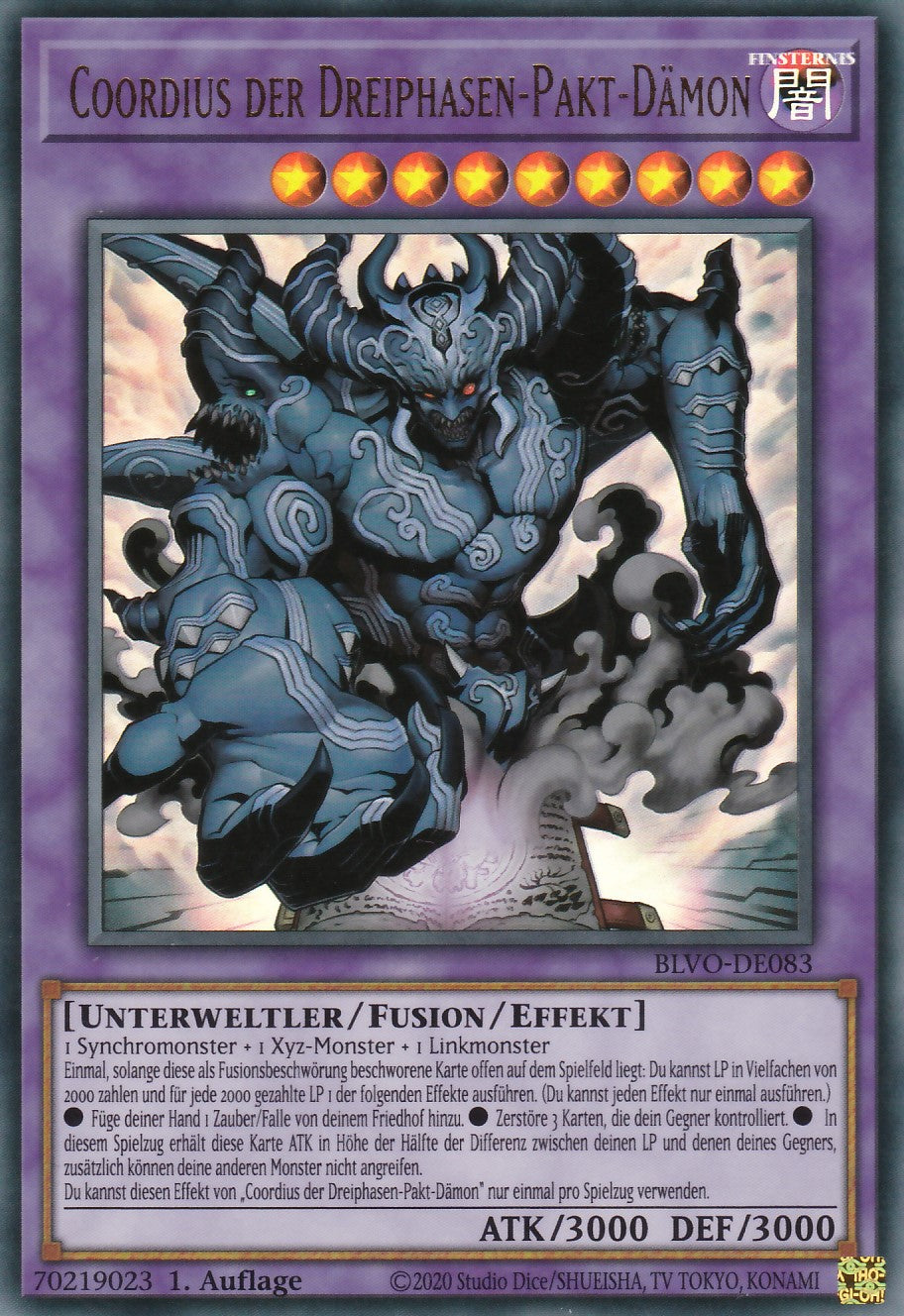 Coordius der Dreiphasen-Pakt-Dämon - BLVO-DE083 - Ultra Rare - Deutsch - 1. Auflage - Blazing Vortex