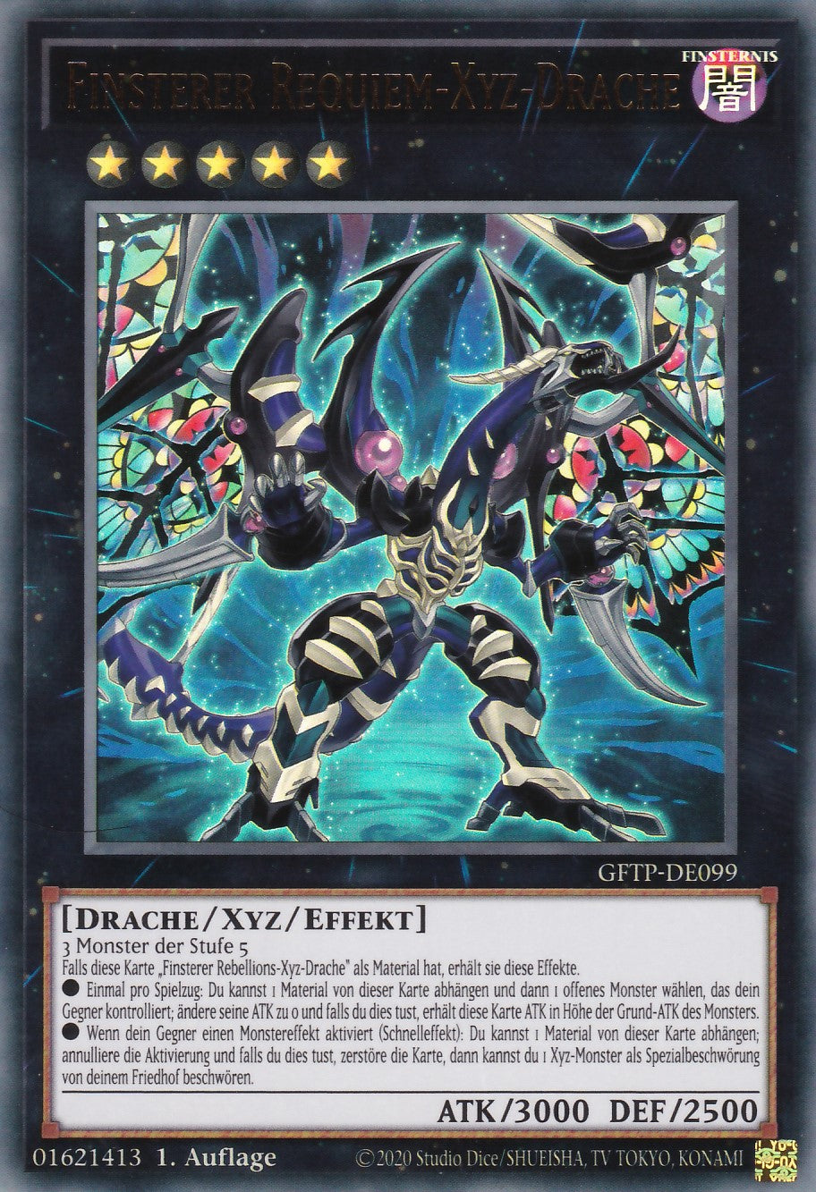 Finsterer Requiem-Xyz-Drache - GFTP-DE099 - Ultra Rare - Deutsch - 1. Auflage - Ghosts From the Past