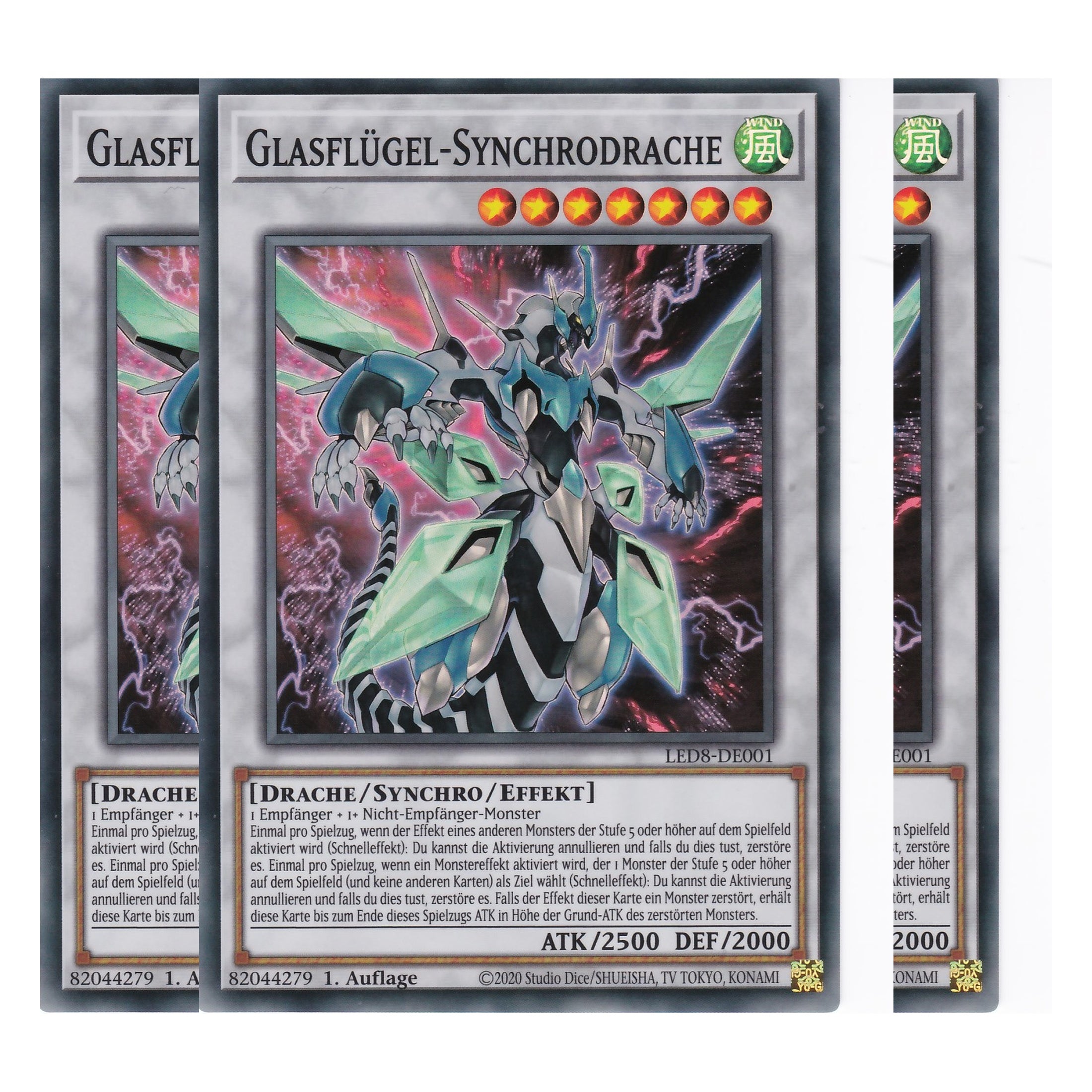 Glasflügel-Synchrodrache - LED8-DE001 - Super Rare - Deutsch - 1. Auflage - Legendary Duelists: Synchro Storm - Playset (3 Kopien)