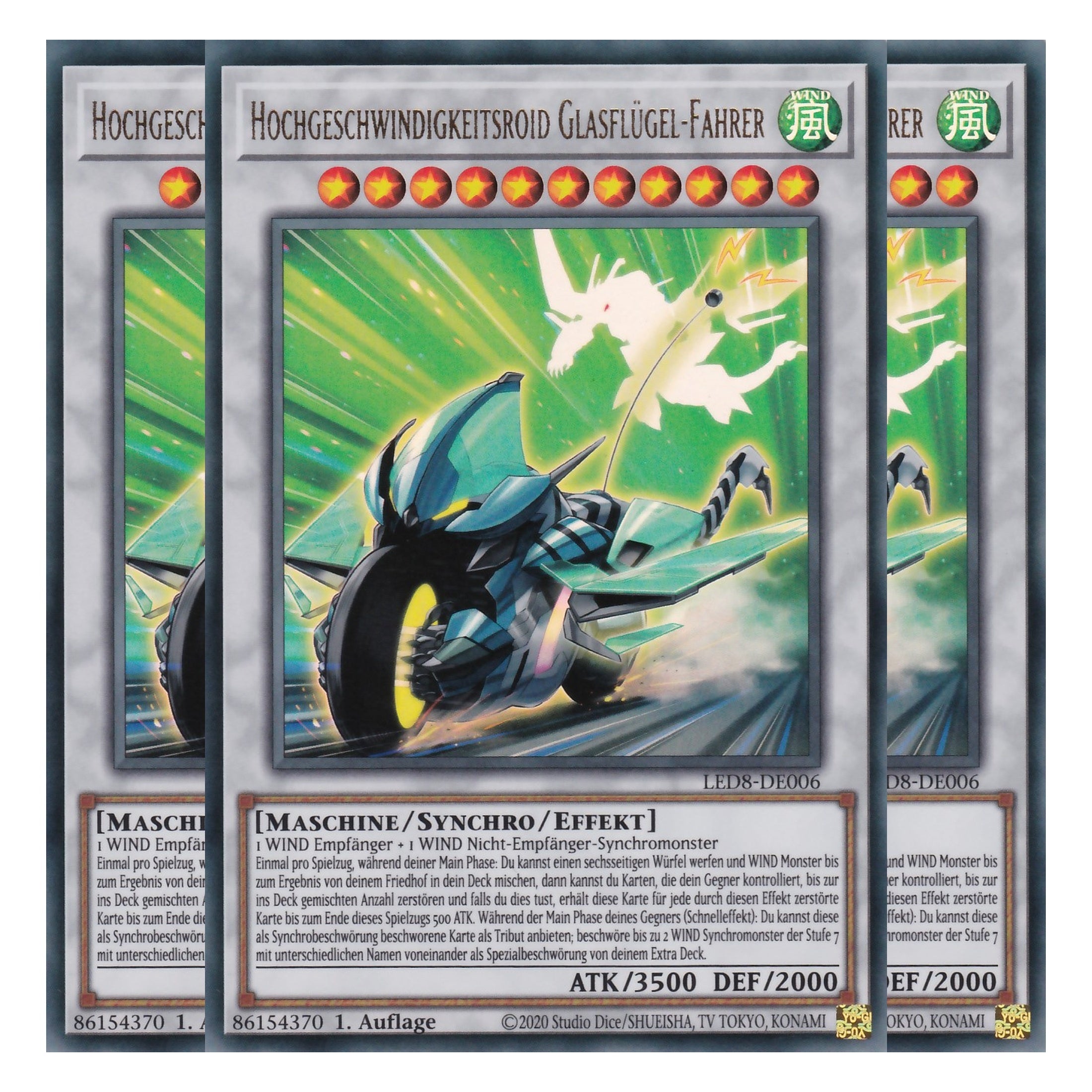 Hochgeschwindigkeitsroid Glasflügel-Fahrer - LED8-DE006 - Ultra Rare - Deutsch - 1. Auflage - Legendary Duelists: Synchro Storm - Playset (3 Kopien)
