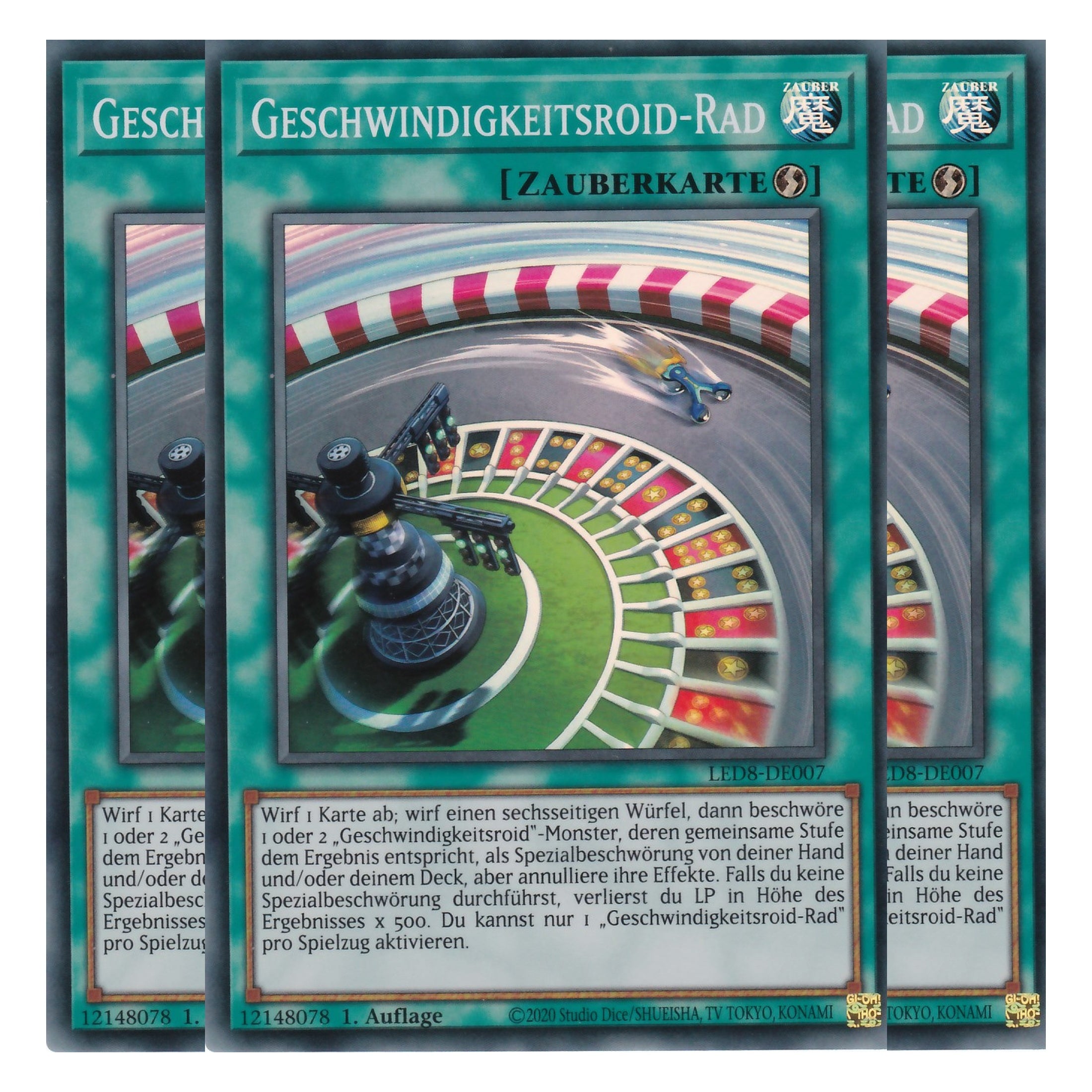 Geschwindigkeitsroid-Rad - LED8-DE007 - Super Rare - Deutsch - 1. Auflage - Legendary Duelists: Synchro Storm - Playset (3 Kopien)