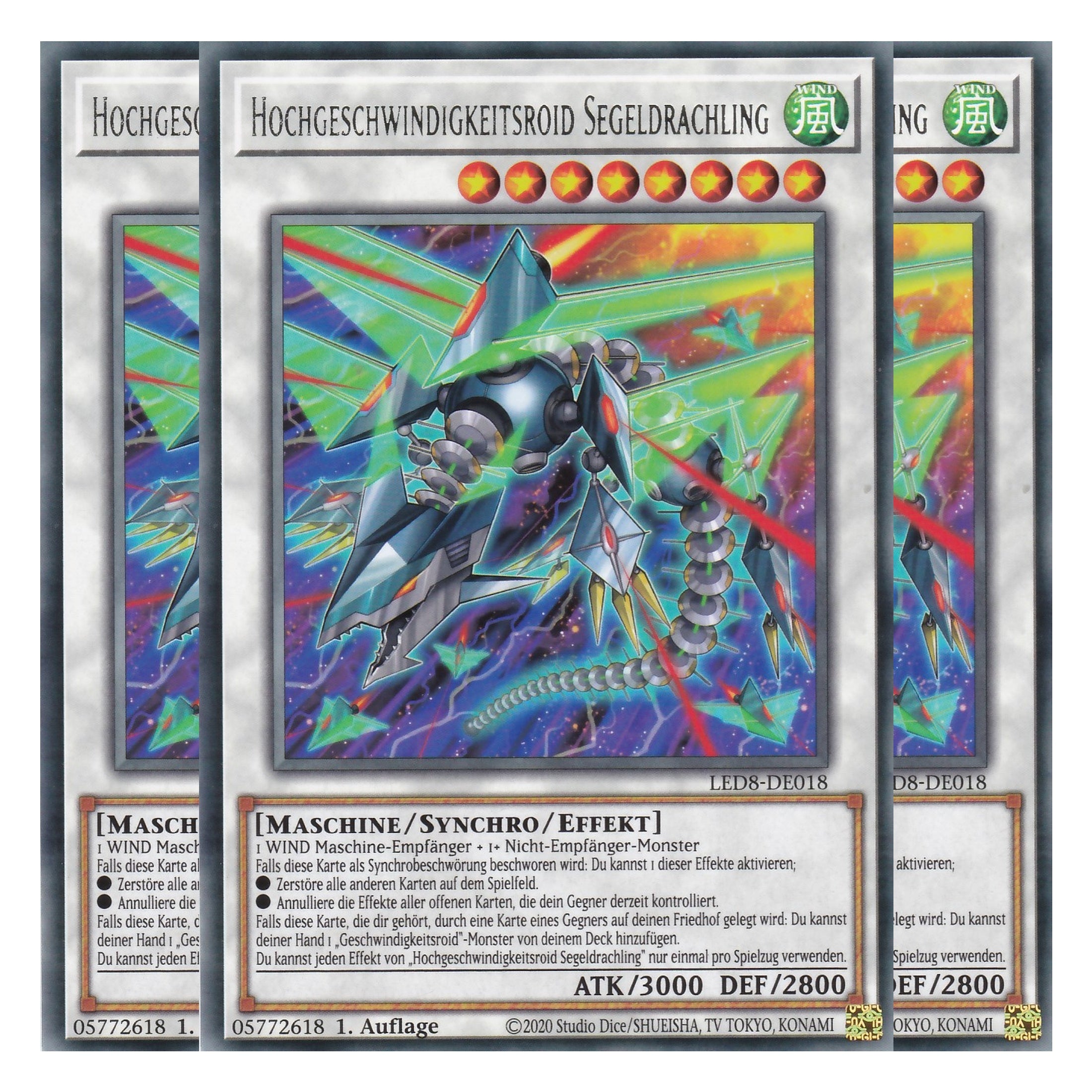 Hochgeschwindigkeitsroid Segeldrachling - LED8-DE018 - Rare - Deutsch - 1. Auflage - Legendary Duelists: Synchro Storm - Playset (3 Kopien)