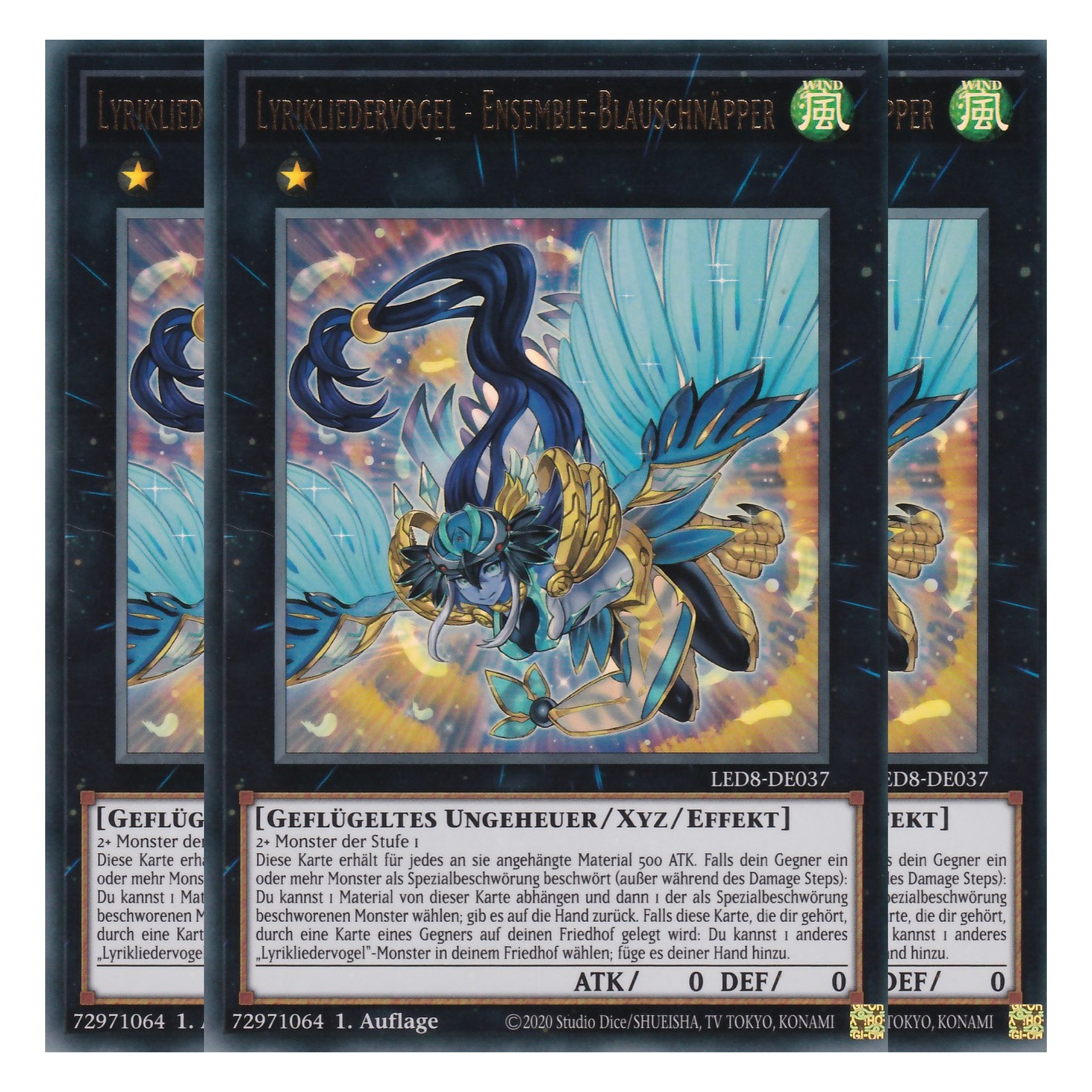 Lyrikliedervogel - Ensemble-Blauschnäpper - LED8-DE037 - Ultra Rare - Deutsch - 1. Auflage - Legendary Duelists: Synchro Storm - Playset (3 Kopien)