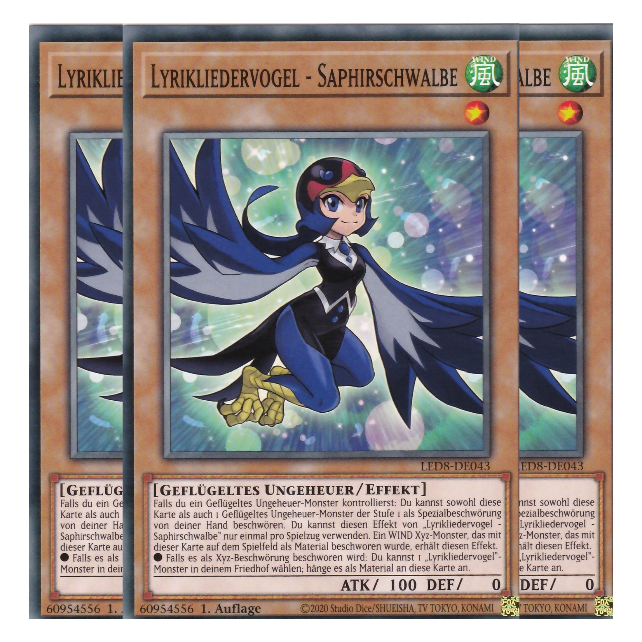 Lyrikliedervogel - Saphirschwalbe - LED8-DE043 - Common - Deutsch - 1. Auflage - Legendary Duelists: Synchro Storm - Playset (3 Kopien)