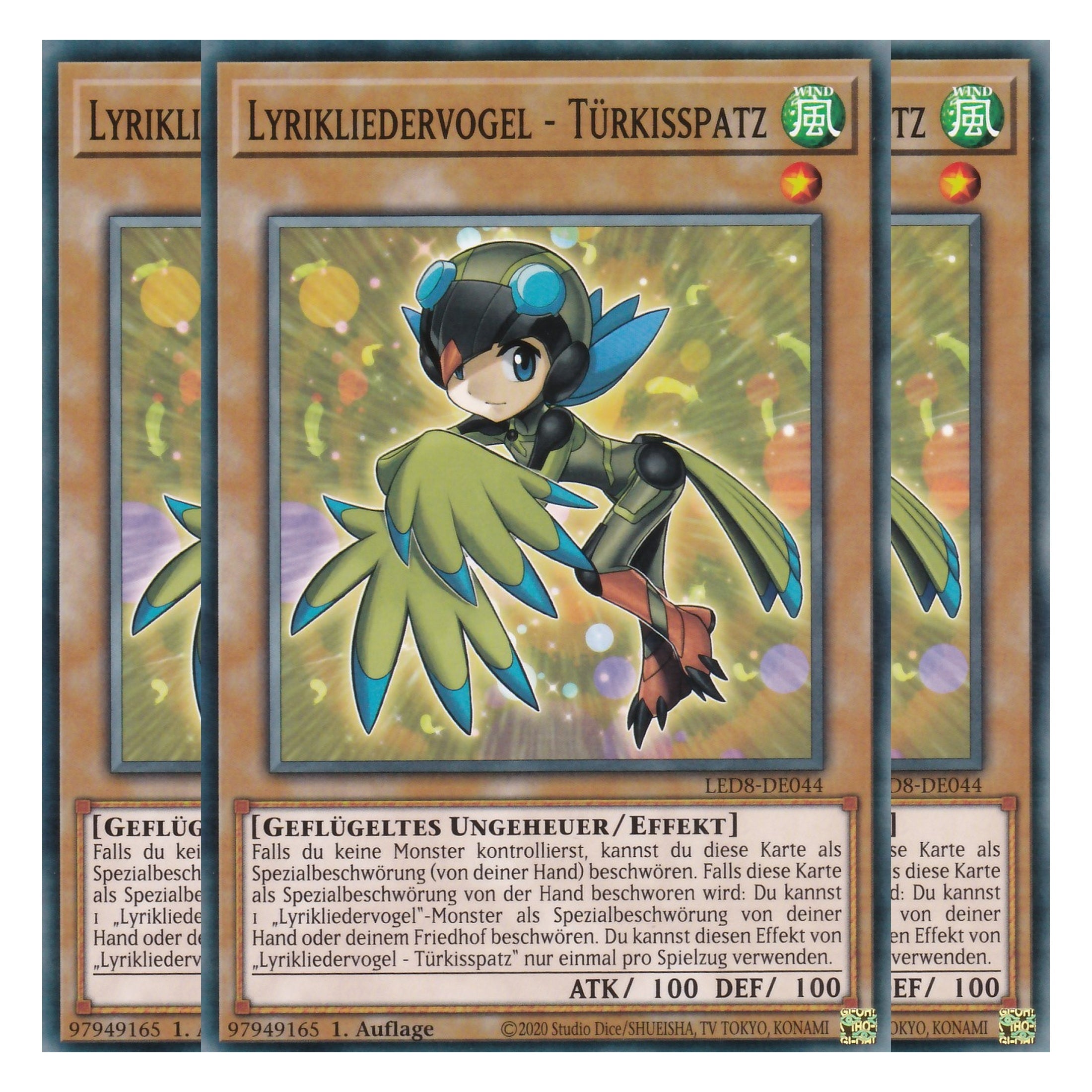 Lyrikliedervogel - Türkisspatz - LED8-DE044 - Common - Deutsch - 1. Auflage - Legendary Duelists: Synchro Storm - Playset (3 Kopien)
