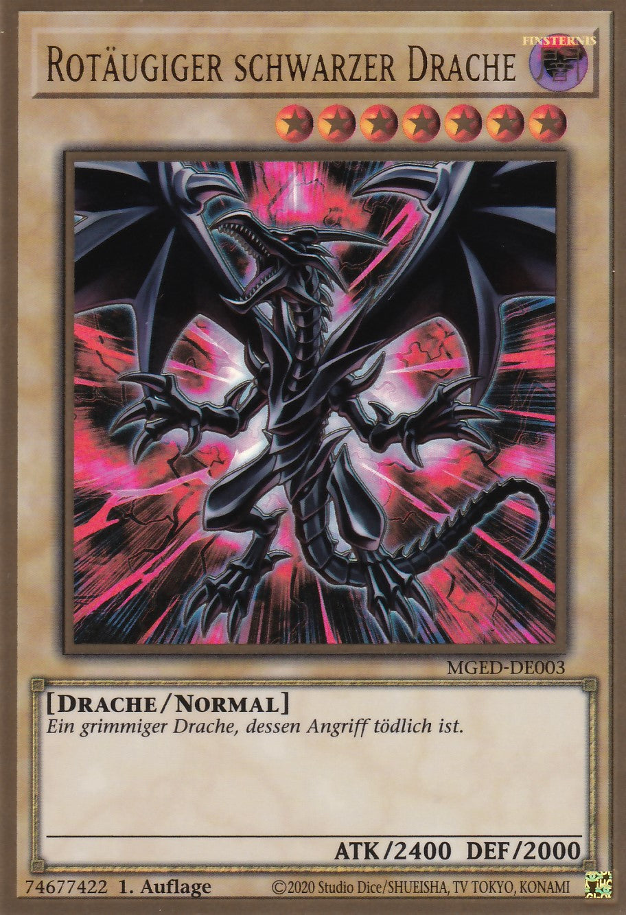 Rotäugiger schwarzer Drache - MGED-DE003 - Gold Rare - Reprint - Deutsch - Maximum Gold: El Dorado