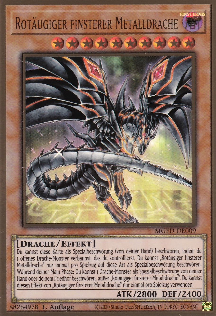 Rotäugiger finsterer Metalldrache (V.2 - Premium Gold Rare) - MGED-DE009 - Gold Rare - Reprint - Deutsch - Maximum Gold: El Dorado