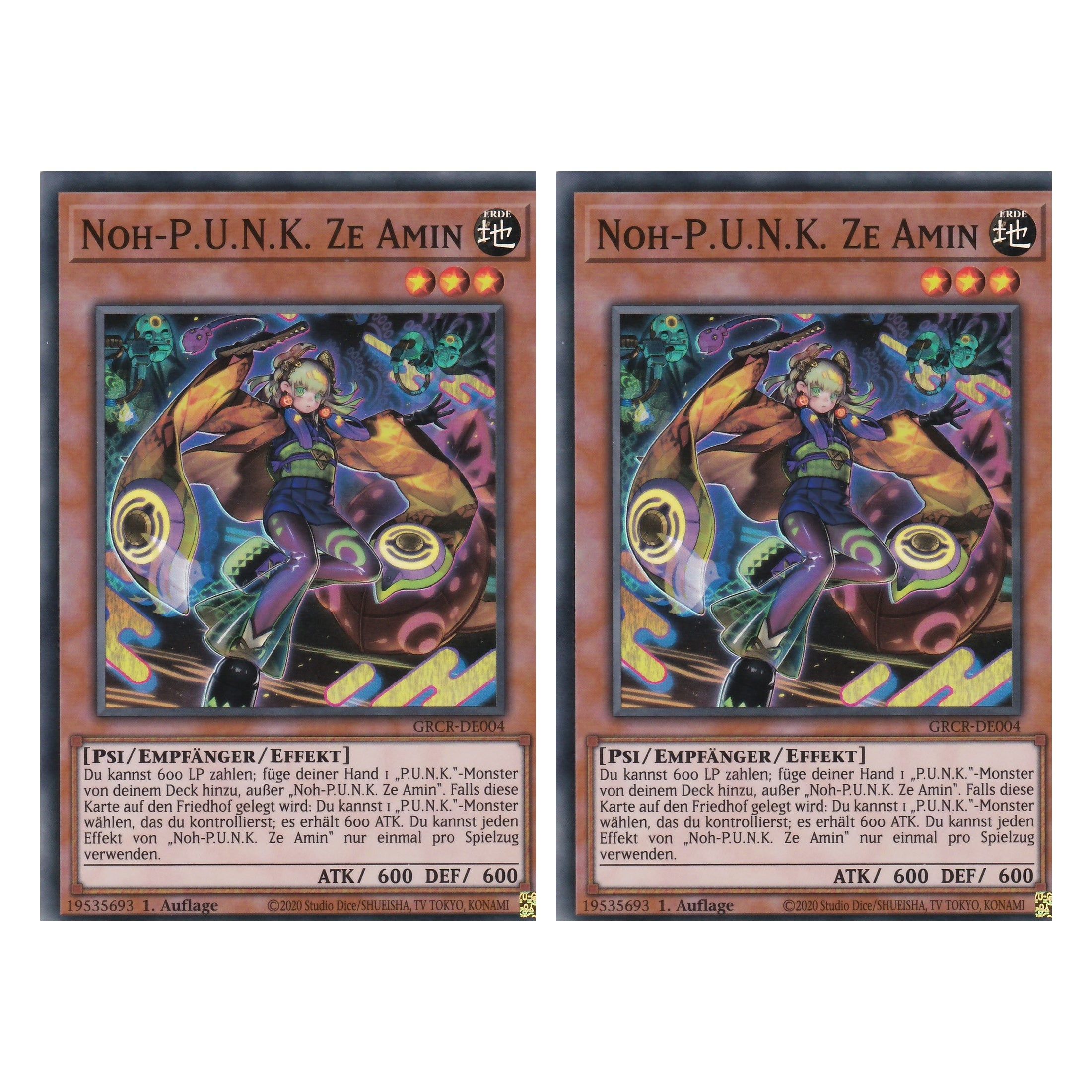 Noh-P.U.N.K. Ze Amin - GRCR-DE004 - Super Rare - Deutsch - 1. Auflage - The Grand Creators - Yu-Gi-Oh! - Duo Set (2 Stück)