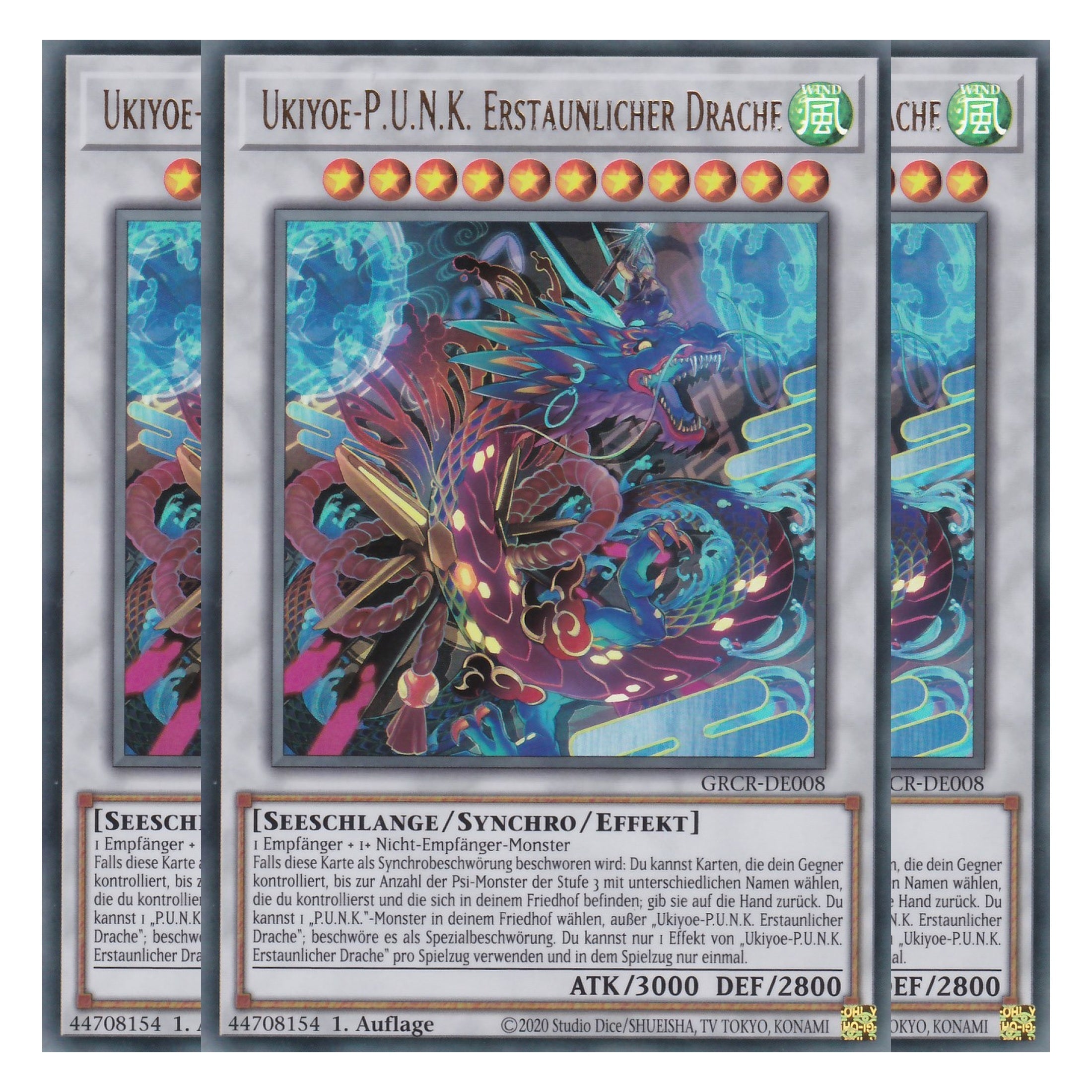 Ukiyoe-P.U.N.K. Erstaunlicher Drache - GRCR-DE008 - Ultra Rare - Deutsch - 1. Auflage - The Grand Creators - Yu-Gi-Oh! - Playset (3 Kopien)
